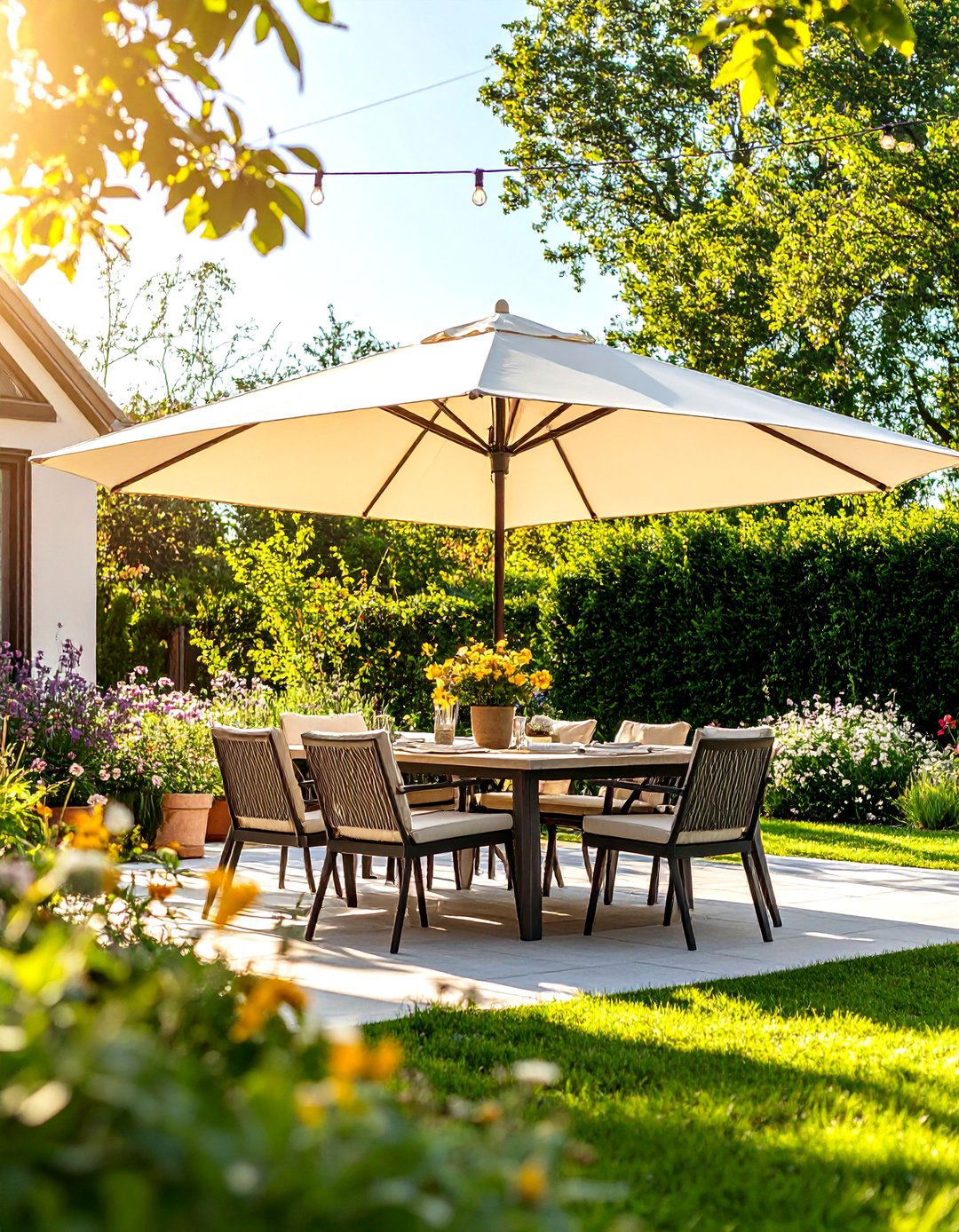 A Retractable Awning Dining Area - 30 backyard canopy ideas