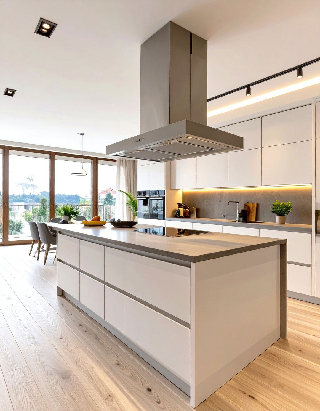 A Retractable Cooker Hood - 30 very small open plan kitchen living room ideas