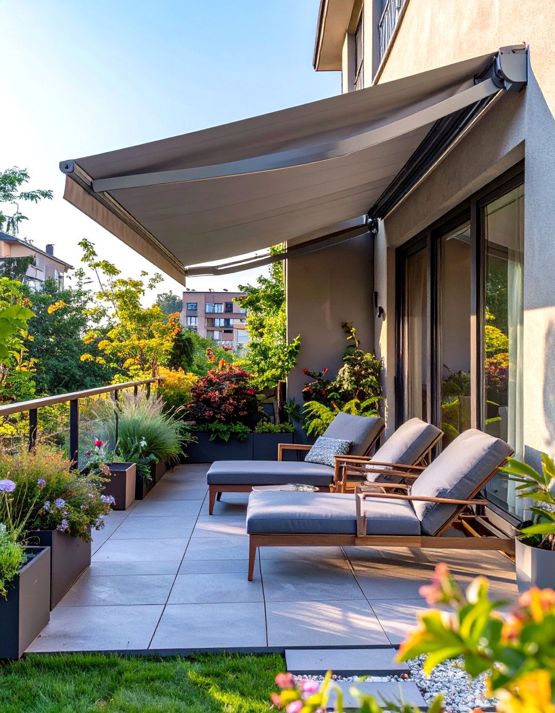 A Retractable Side Awning for Privacy - 30 small outdoor patio ideas