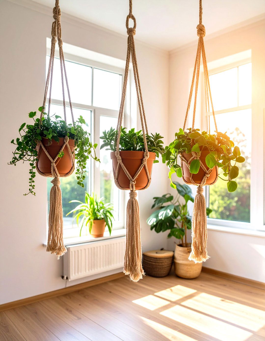 A Rhythmic Cascade of Hanging Plants - 30 rhythm in interior design ideas