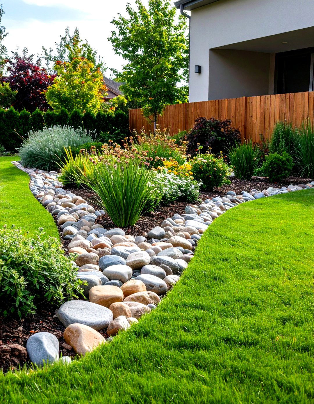A River Rock Border for Flower Beds - 30 garden ideas with rocks