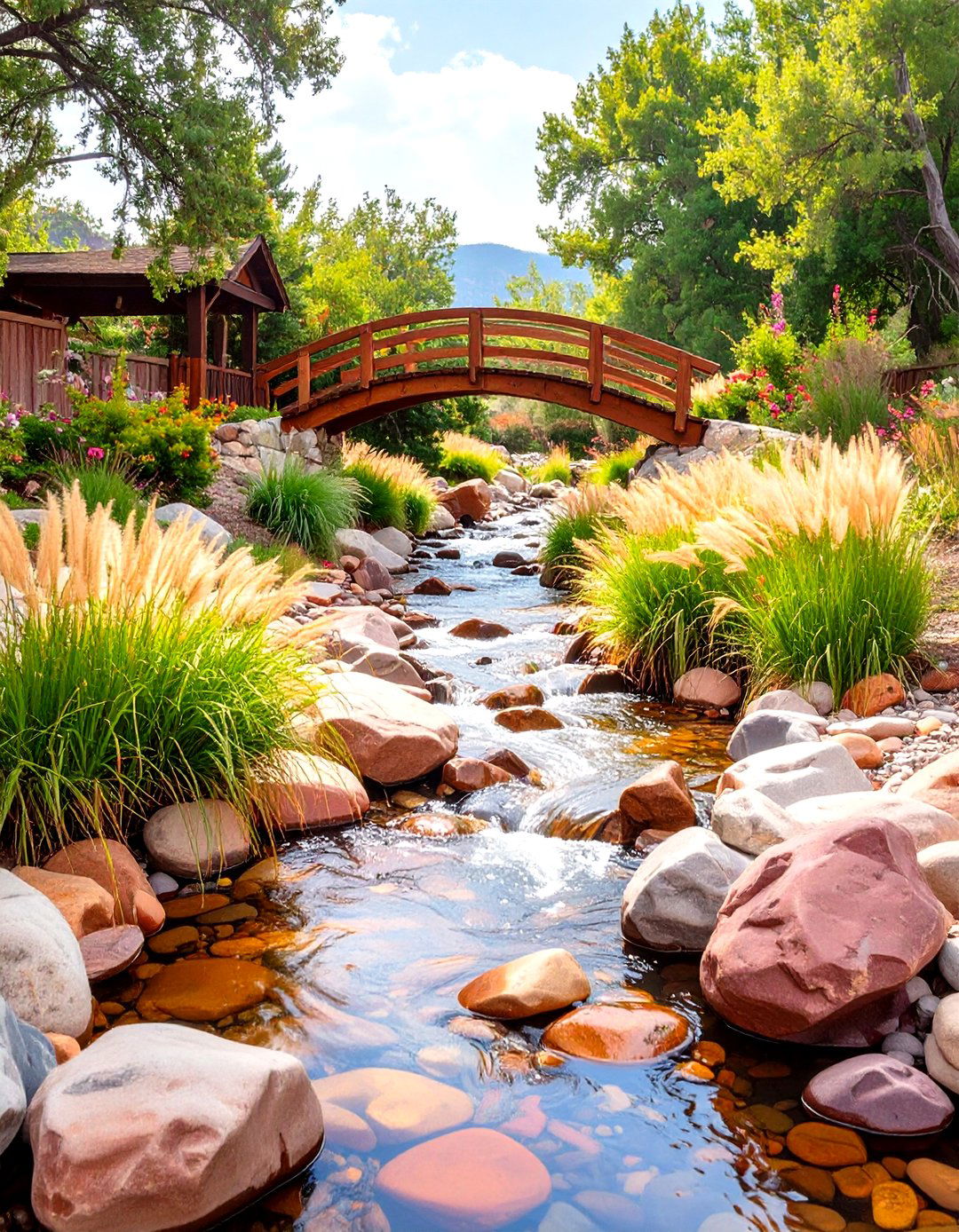 A River Rock Dry Creek Bed - 30 modern backyard ideas no grass