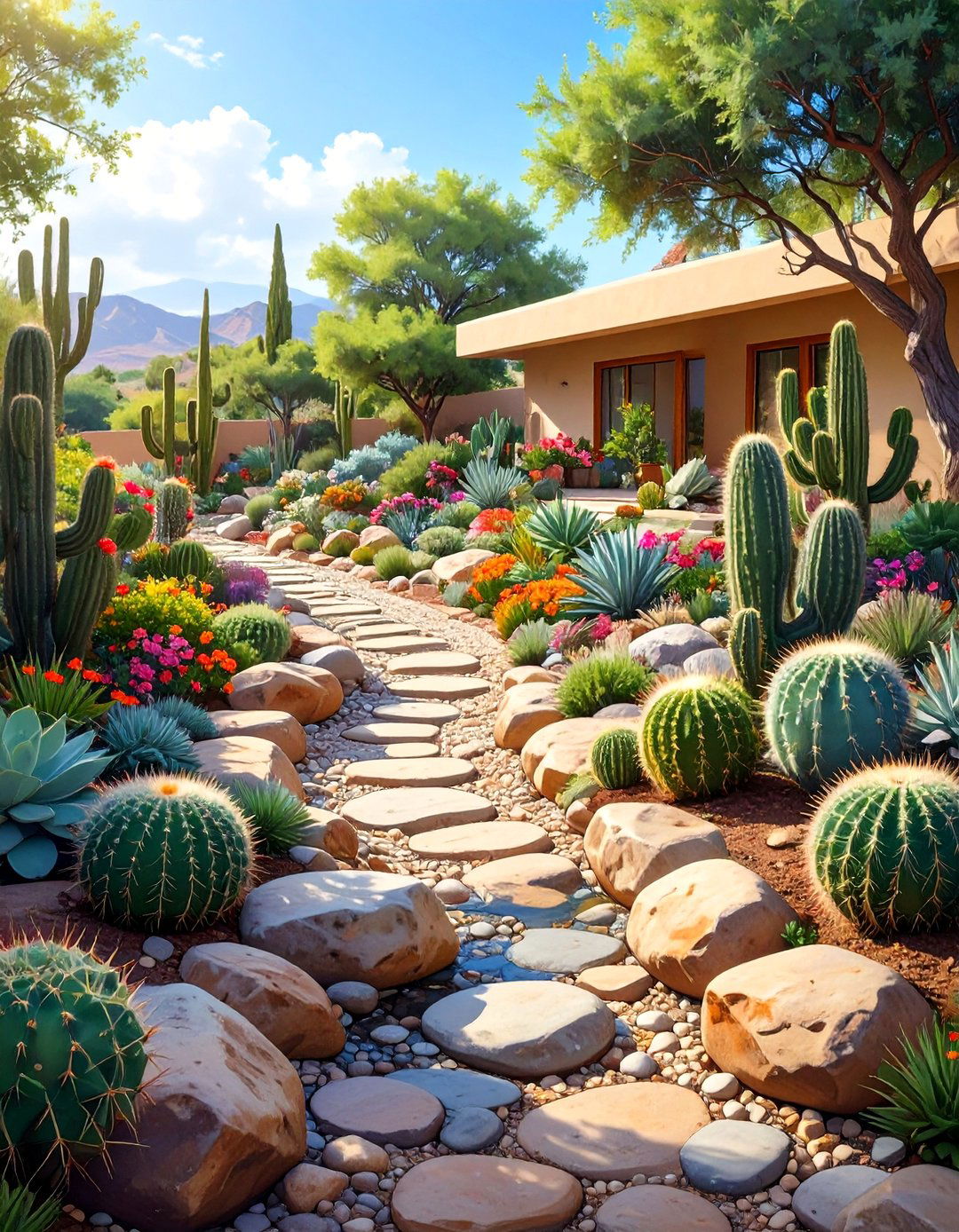 A River of Rocks Cactus Garden - 30 cactus garden ideas
