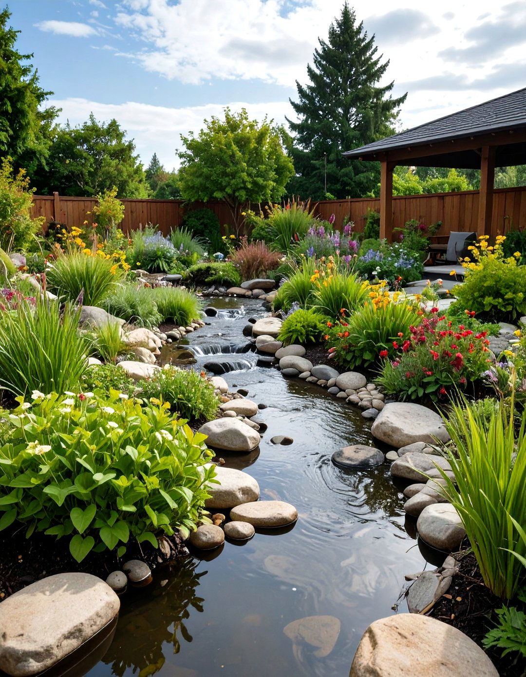 A Rock Filled Rain Garden - 30 garden ideas with rocks