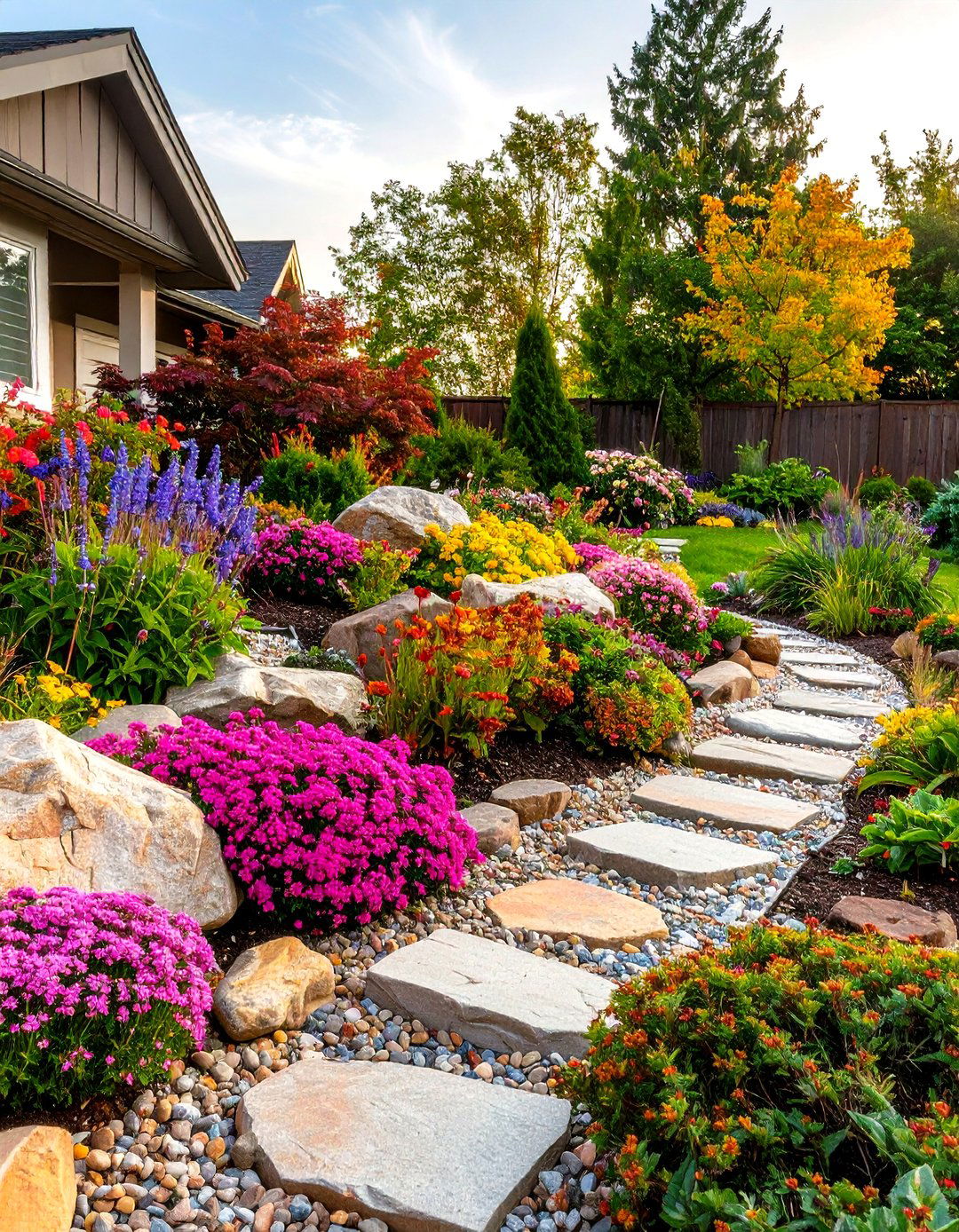 A Rock Garden with Alpine Flowers - 30 front yard flower bed landscaping ideas