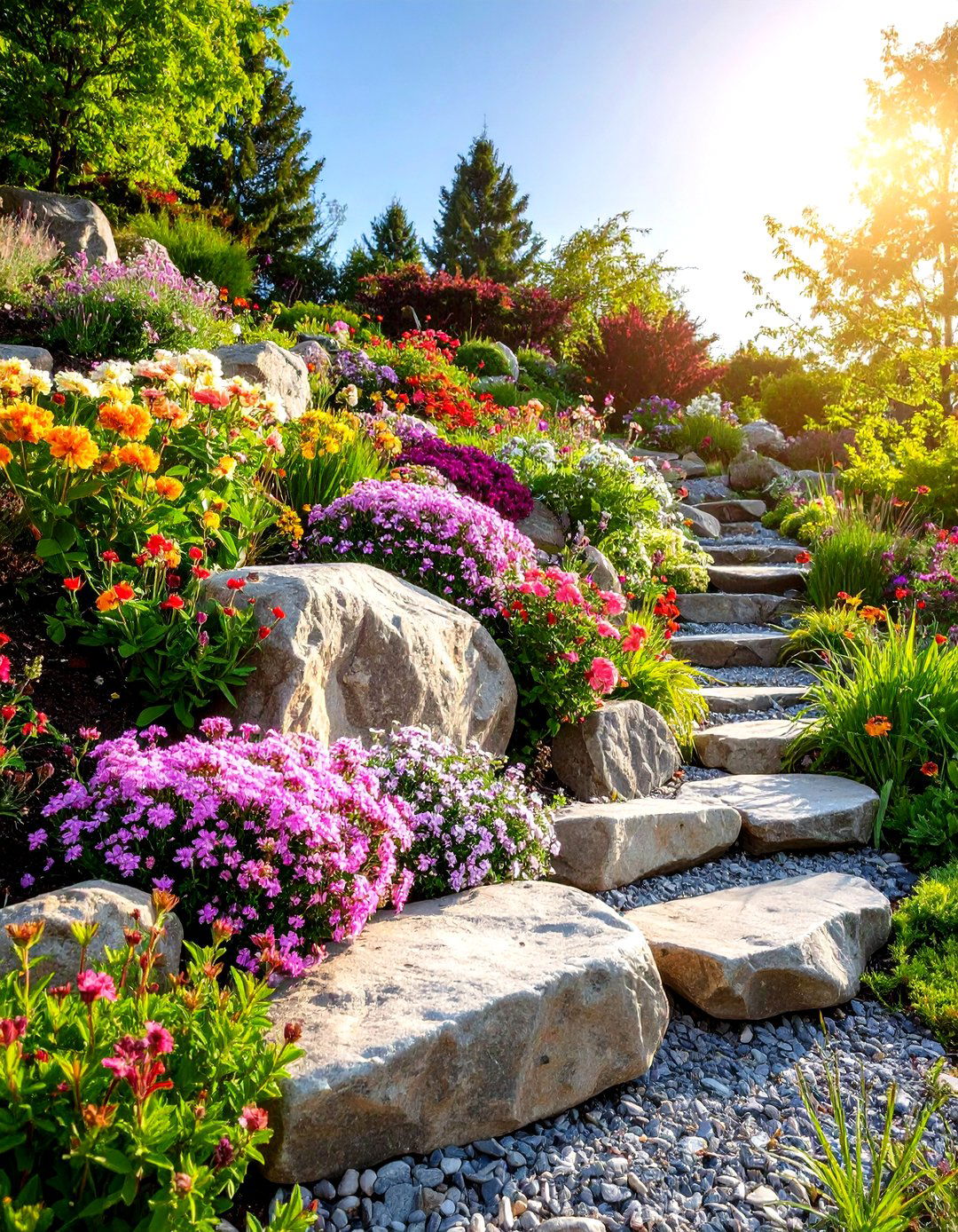 A Rock Garden with Alpine Flowers - 30 flower garden layout ideas