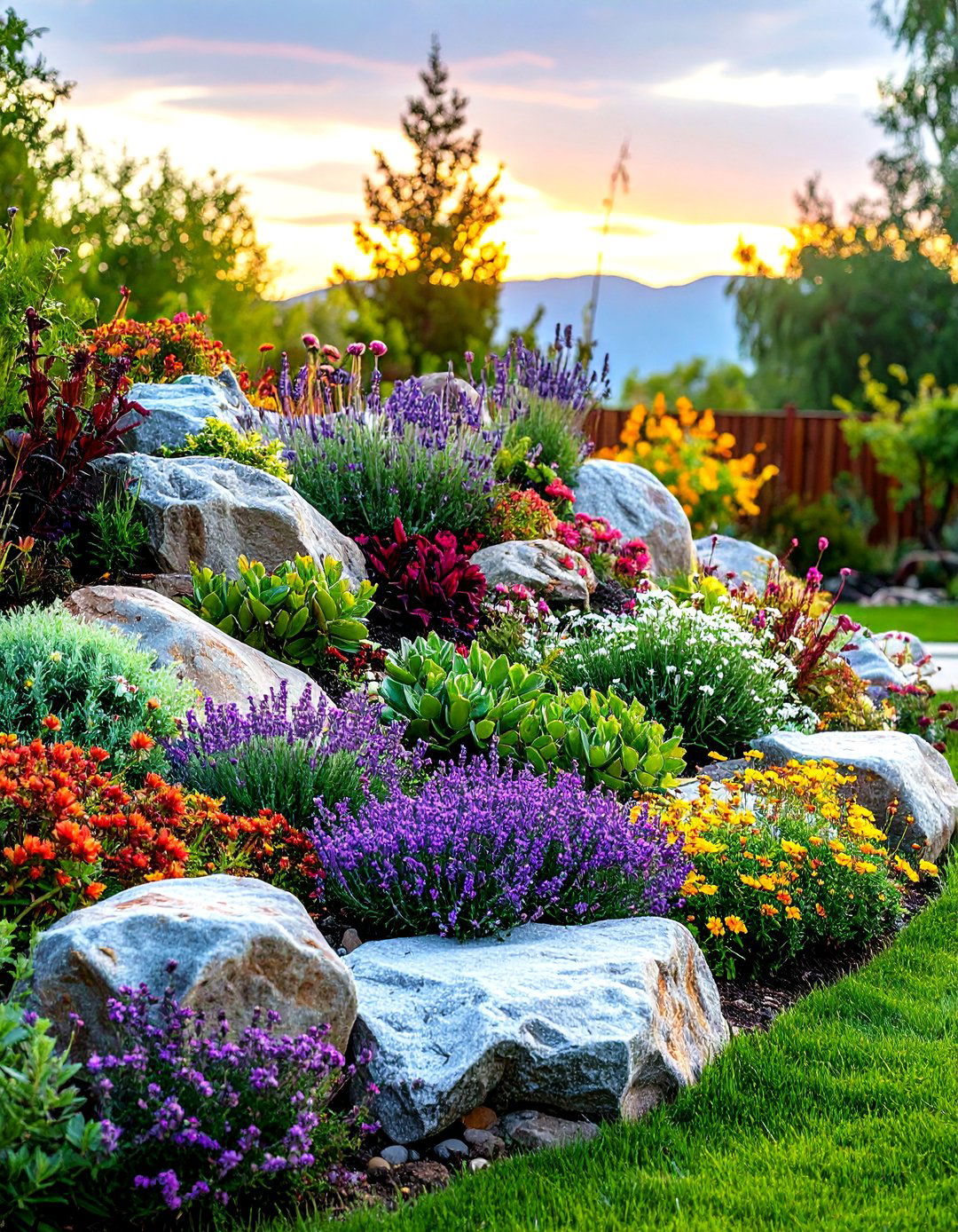 A Rock Garden with Alpine Plants - 30 front lawn landscaping ideas