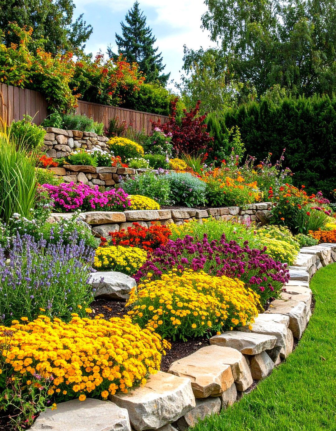 A Rock Wall Terraced Butterfly Garden - 30 layout butterfly garden design plans ideas