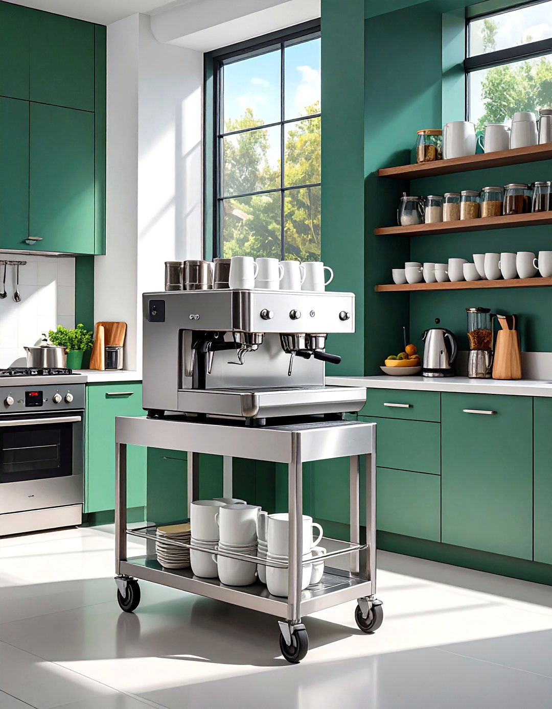 A Rolling Industrial Kitchen Cart - 30 unfitted kitchen ideas