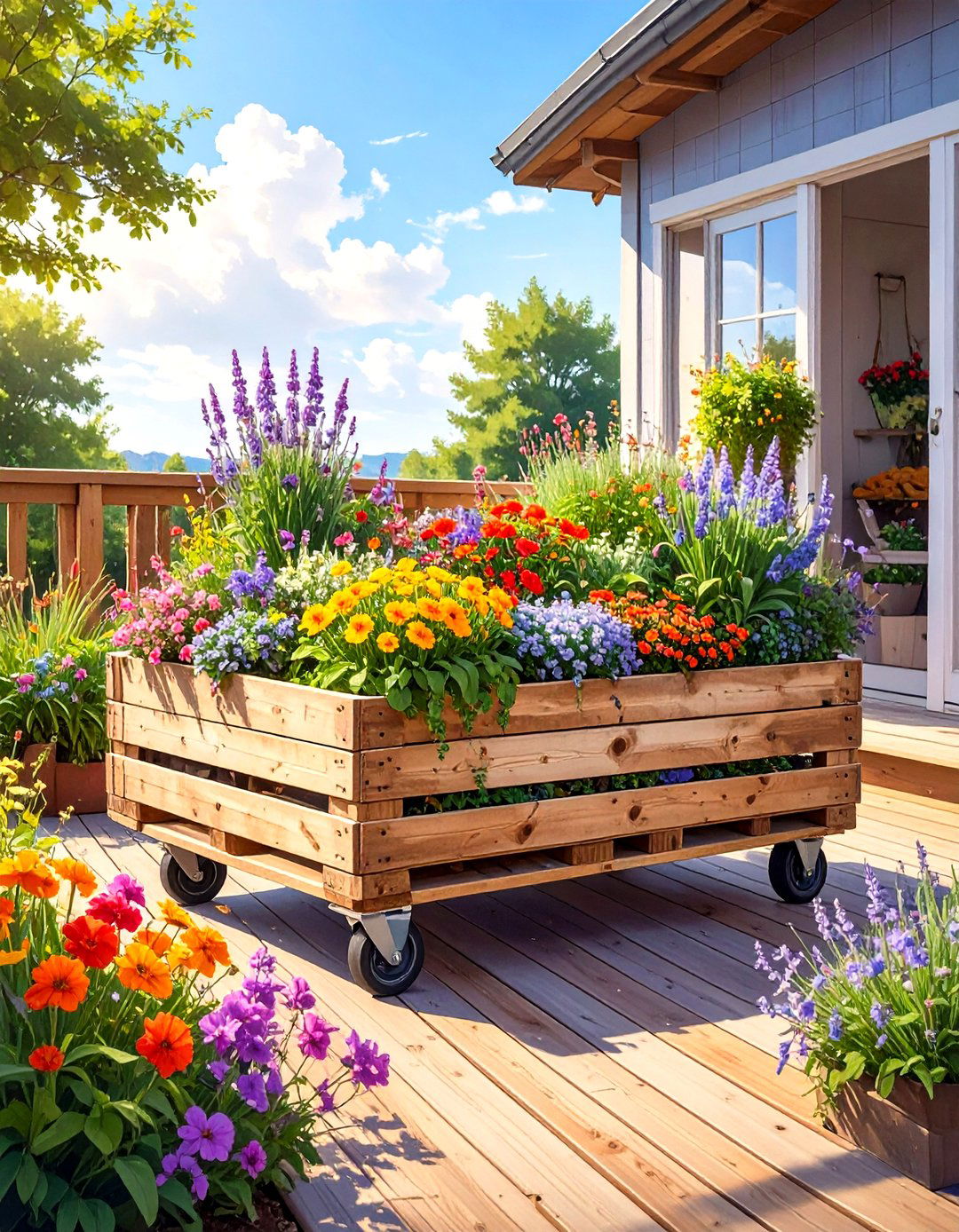 A Rolling Pallet Garden Cart - 30 homemade pallet garden designs
