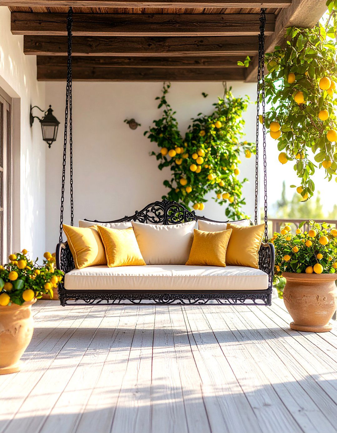 A Romantic Tuscan Villa Porch Swing - 30 front porch swing ideas