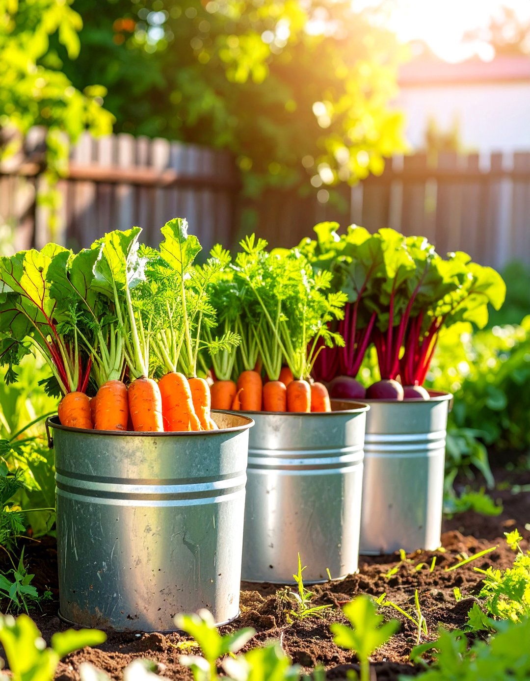 A Root Vegetable Bucket Patch - 30 bucket garden ideas