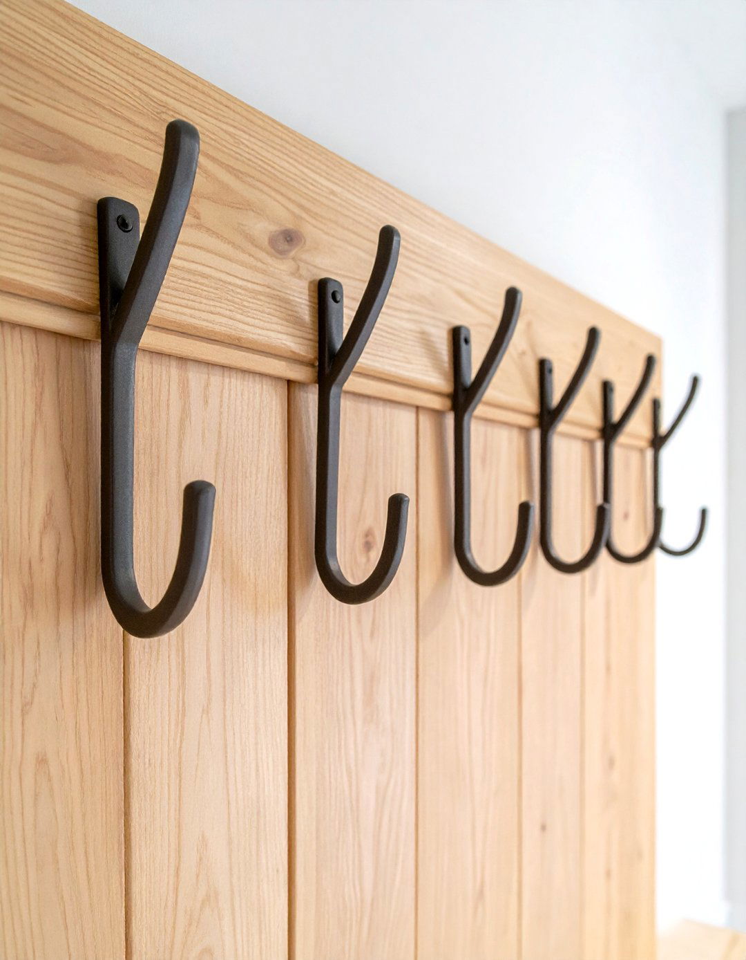 A Row of Matching Coat Hooks - 30 repetition in interior design ideas
