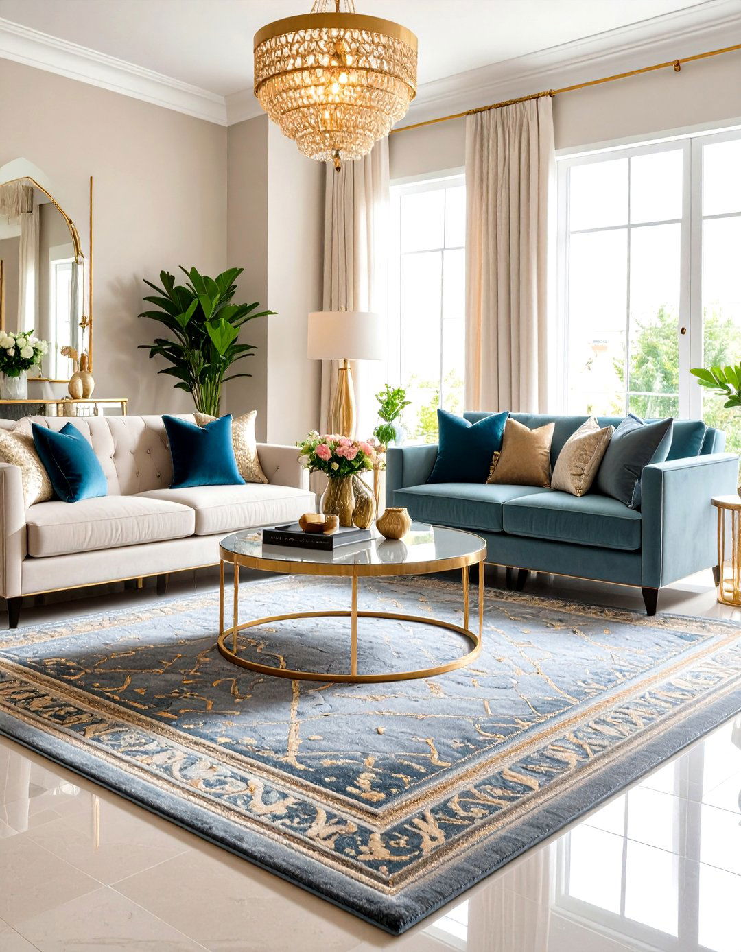 A Rug with Metallic Accents - 30 living room rug ideas