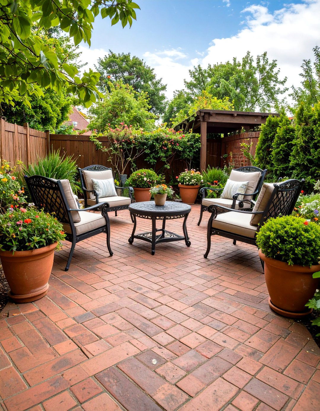 A Rustic Brick Herringbone Patio - 30 diy patio ideas
