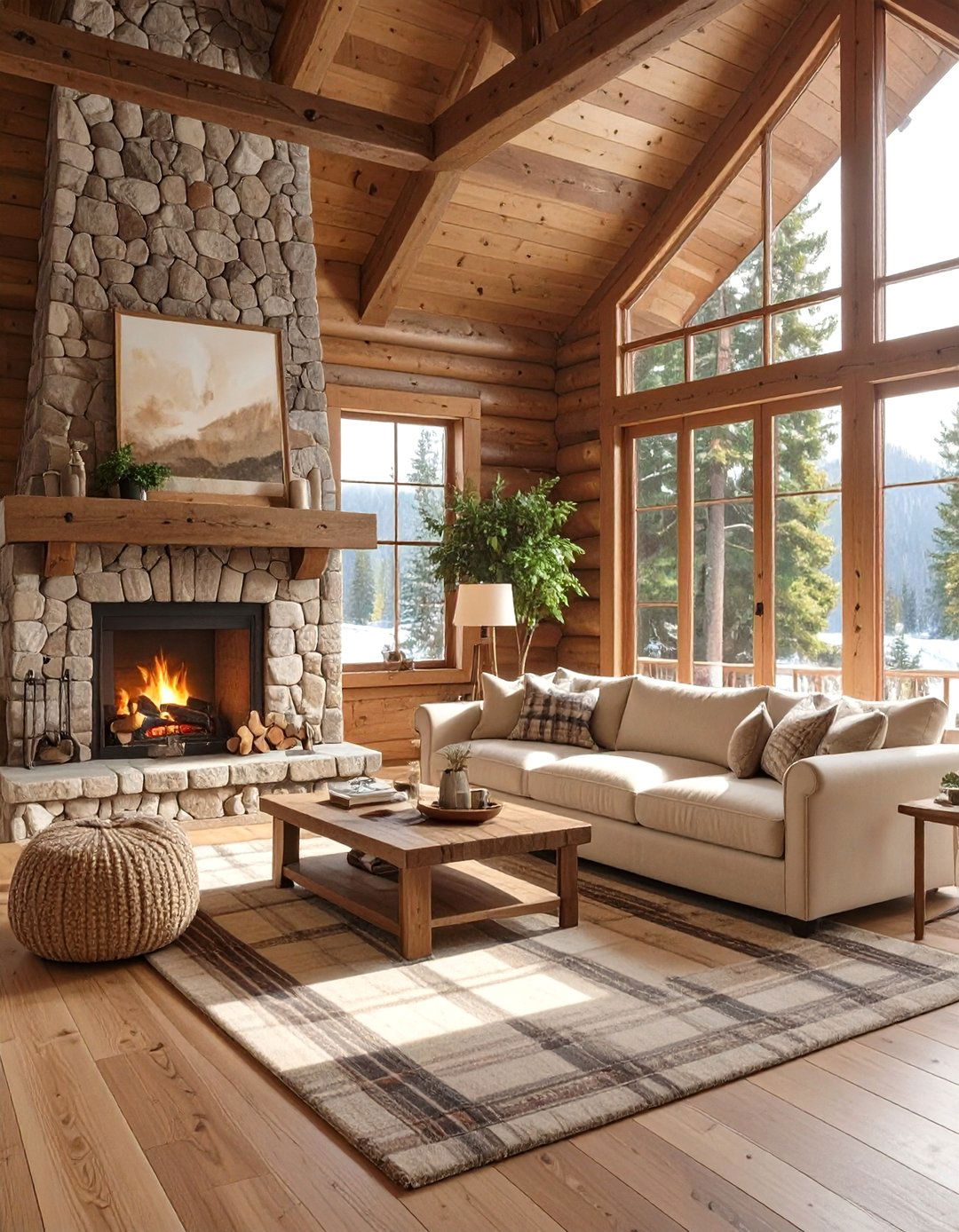 A Rustic Cabin Inspired Living Room - 30 beige couch living room ideas