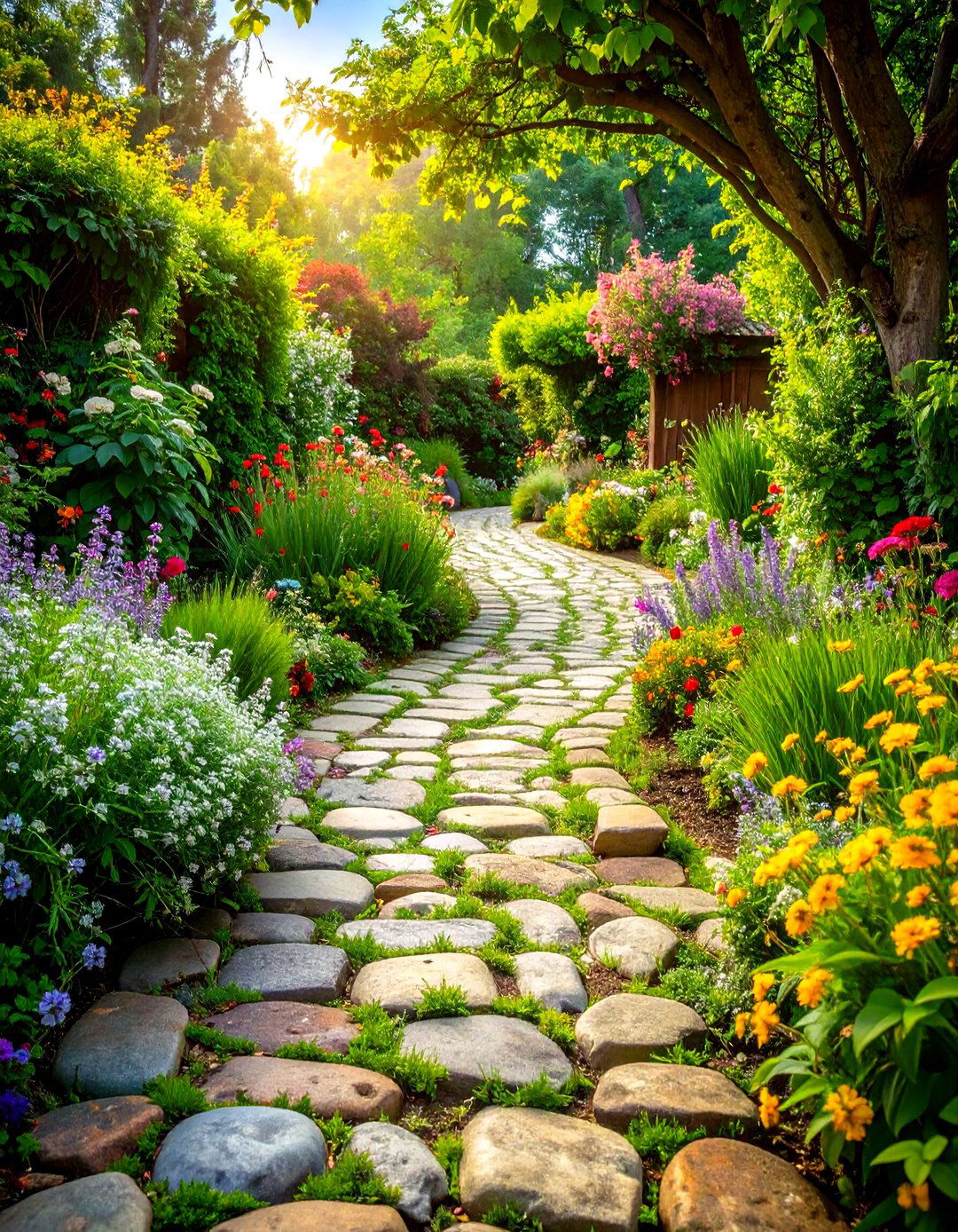 A Rustic Cobblestone Path - 30 garden ideas with rocks