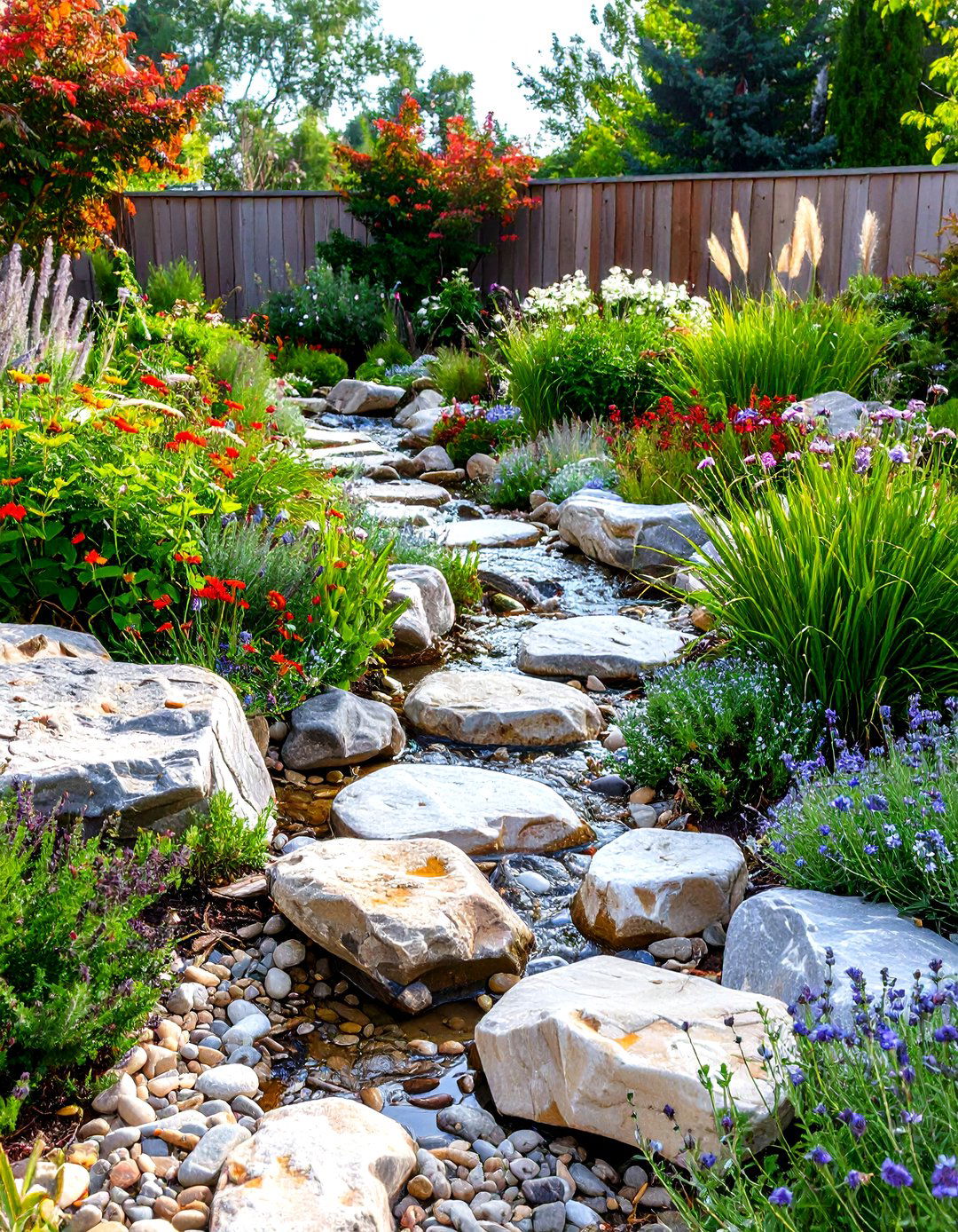 A Rustic Creek Bed Boulder Design