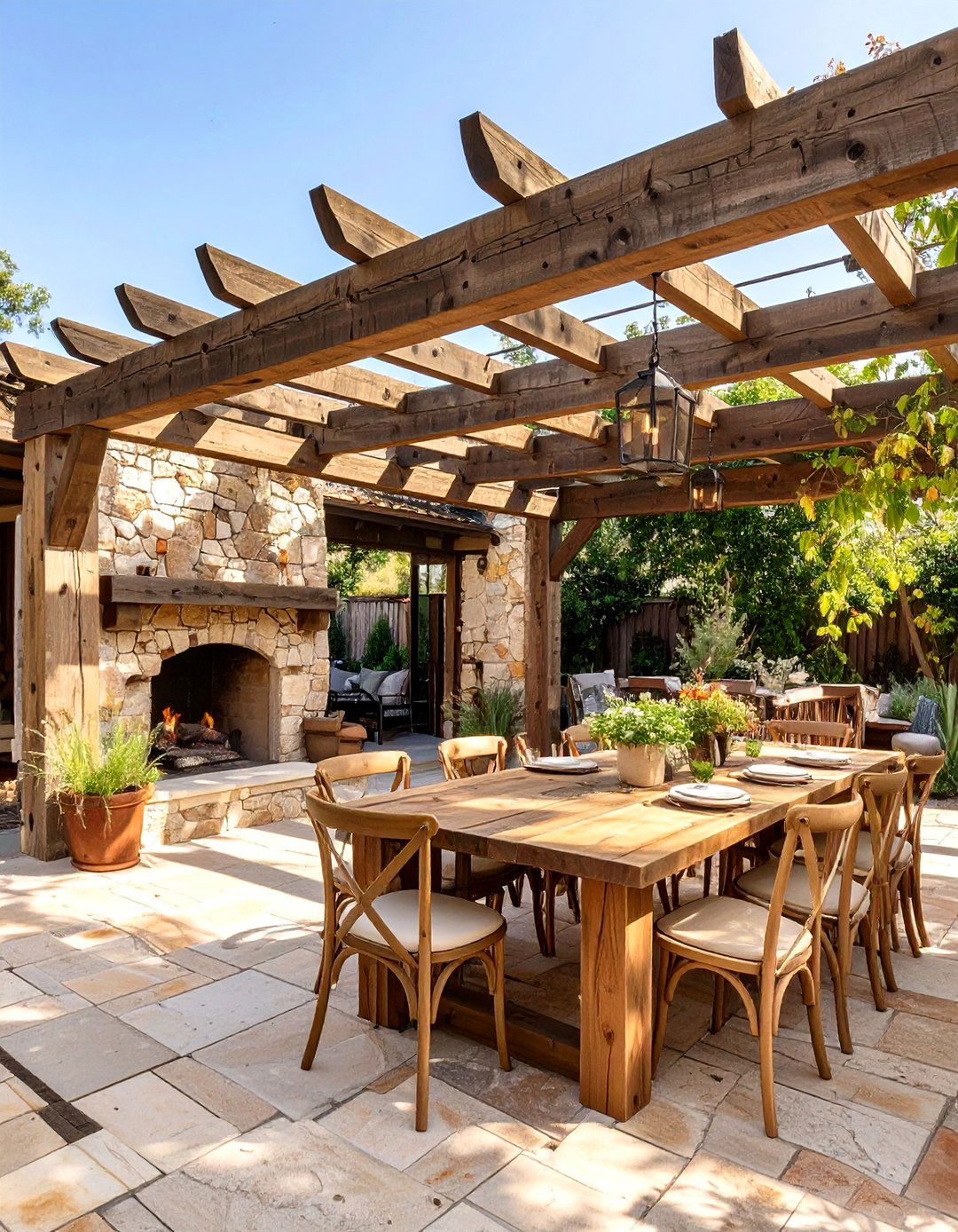 A Rustic Farmhouse Gathering Spot - 30 ai outdoor entertaining space ideas