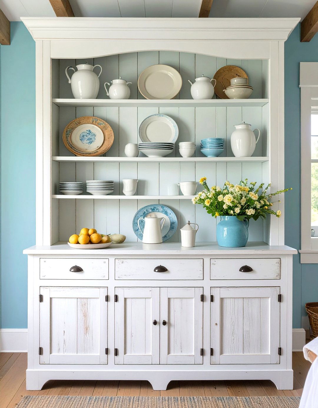 A Rustic Farmhouse Hutch - 30 dining room storage ideas