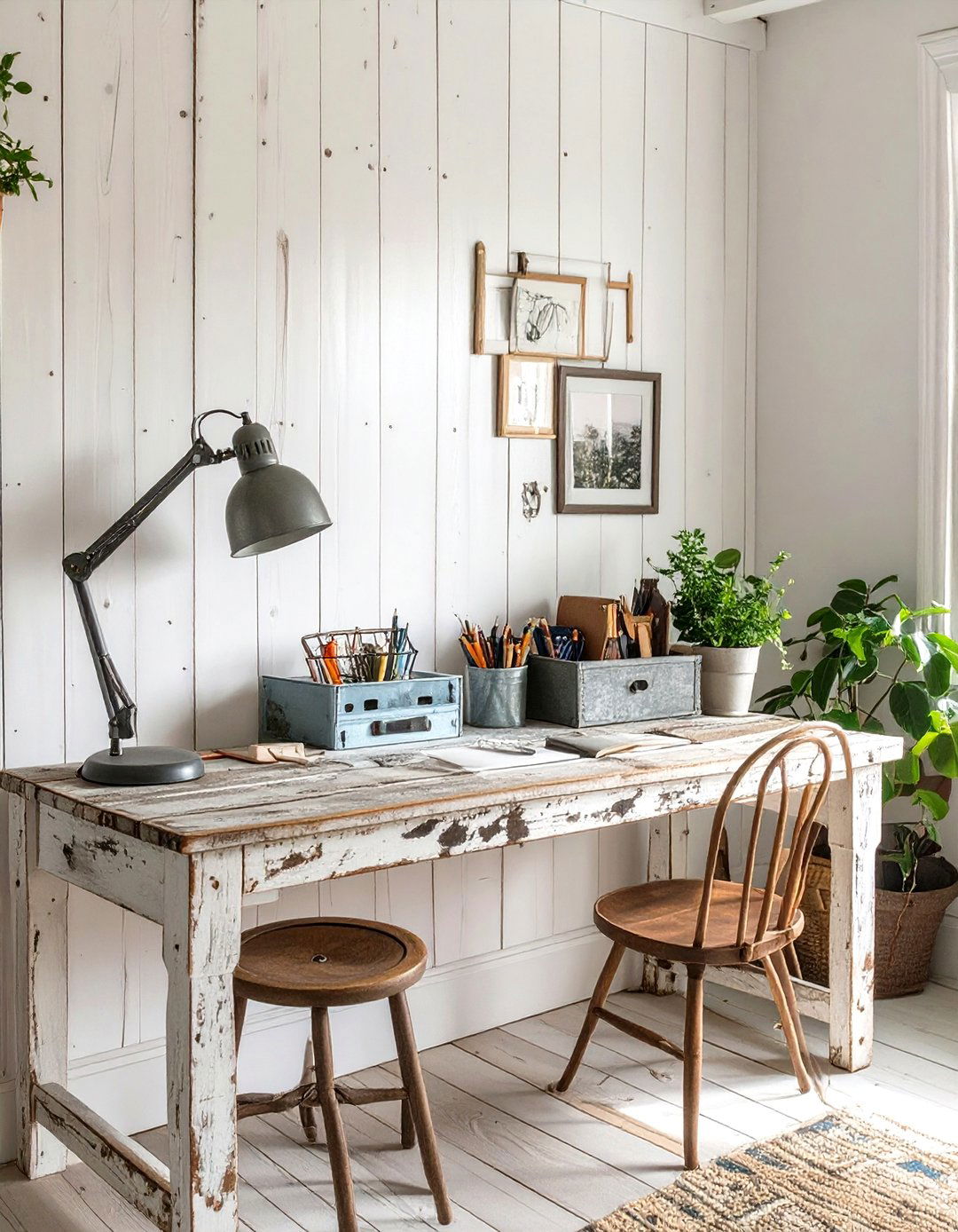 A Rustic Farmhouse Office Desk Charm - 30 office desk decoration ideas