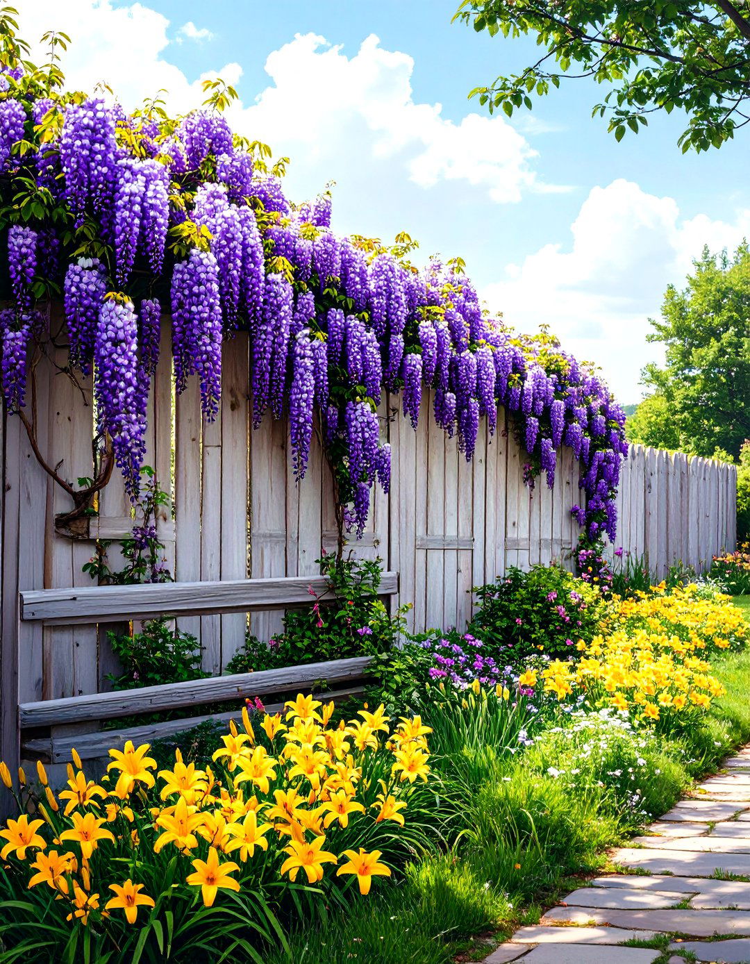 A Rustic Fence and Vine Garden - 30 low maintenance cottage garden ideas