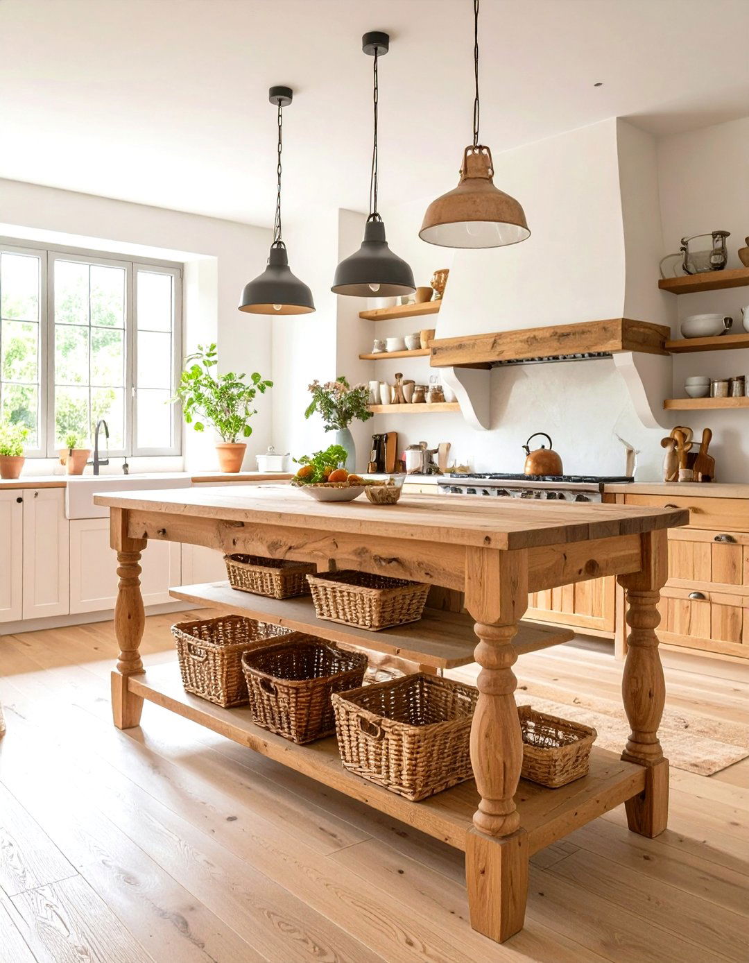 A Rustic Kitchen Work Table in a Tuscan Kitchen - 30 tuscan kitchen design ideas