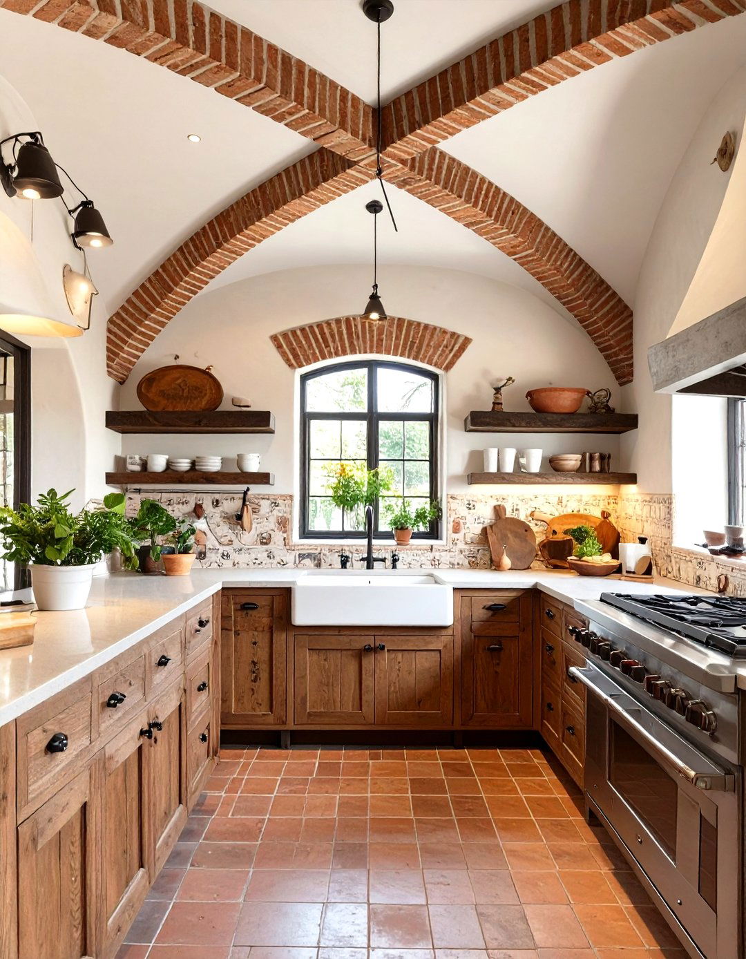 A Rustic Kitchen with a Brick Boveda Ceiling - 30 mexican interior design ideas