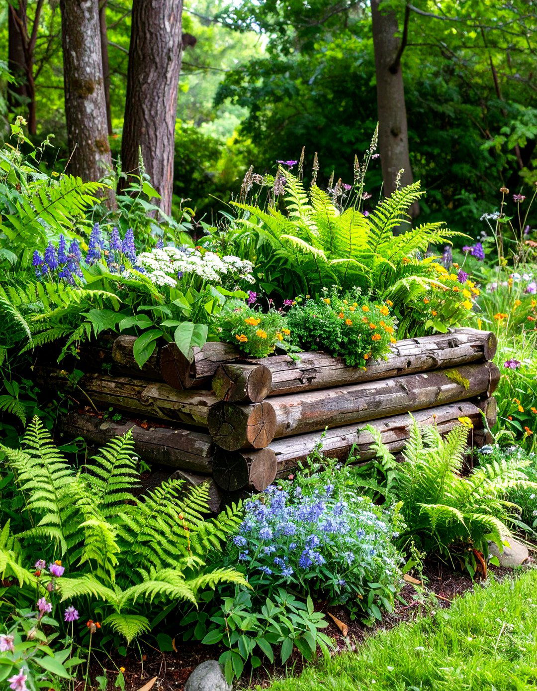 A Rustic Log Garden Box - 30 garden box ideas