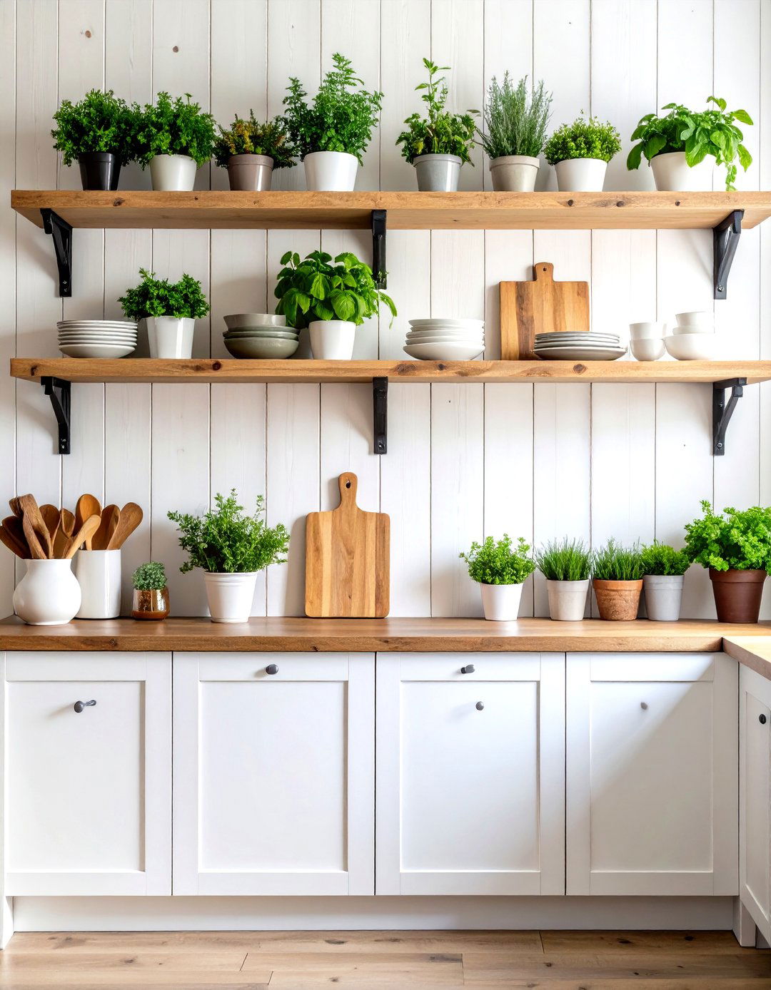 A Rustic Open Shelving Kitchen Wall - 30 empty wall in kitchen ideas