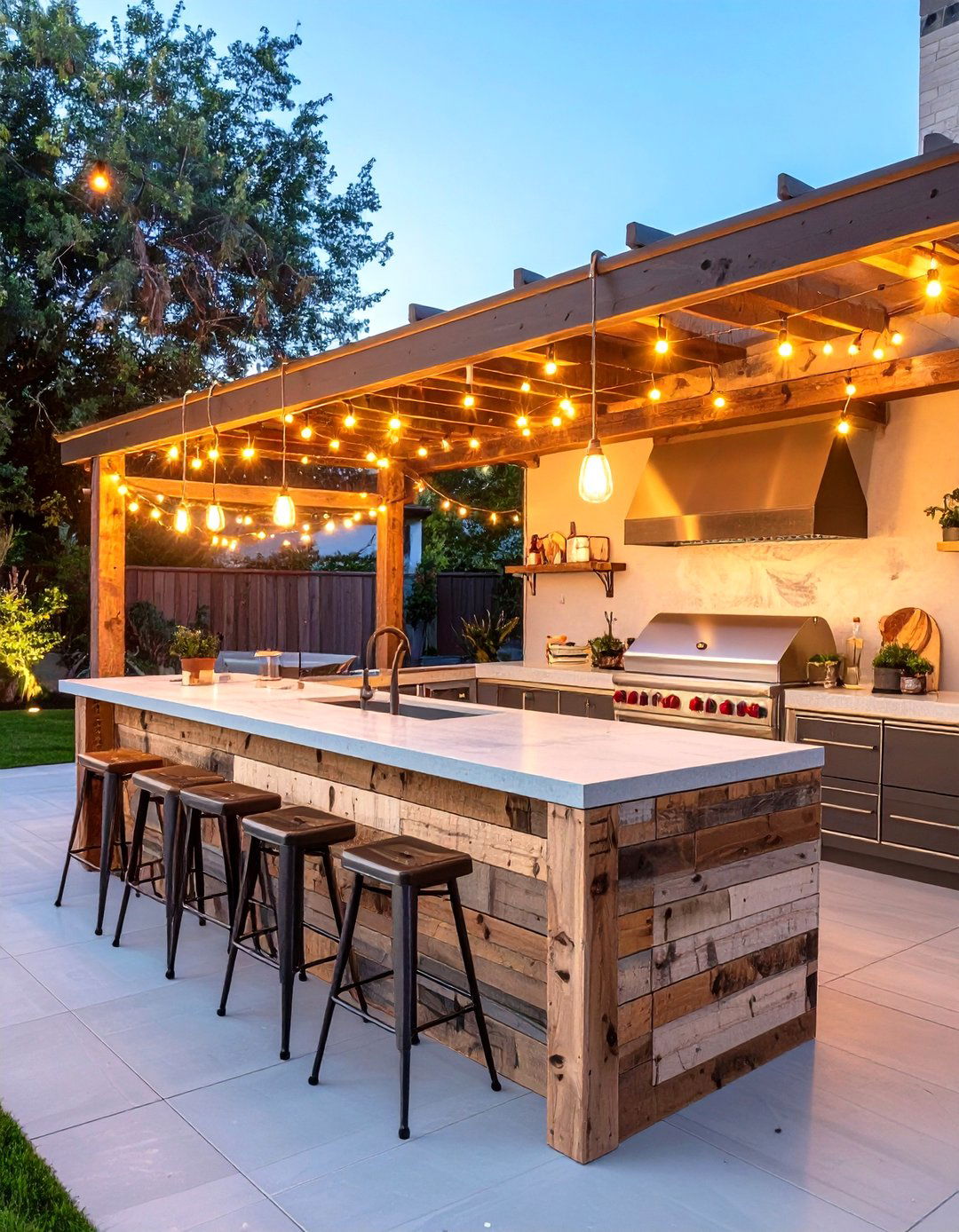 A Rustic Pallet Wood Outdoor Kitchen Bar - 30 cheap simple outdoor kitchen ideas