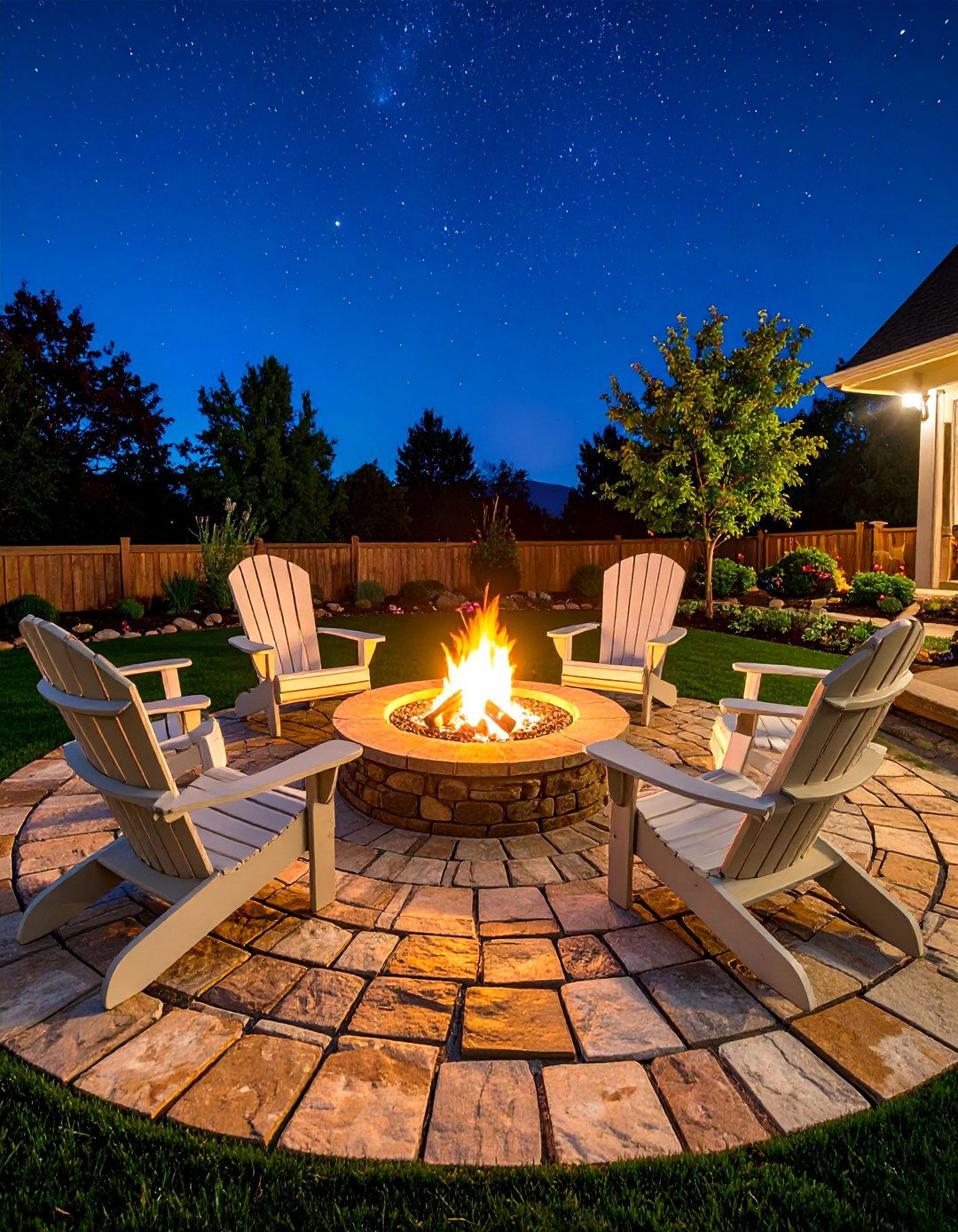 A Rustic Paver and Turf Fire Pit Area - 30 backyard ideas with pavers and turf