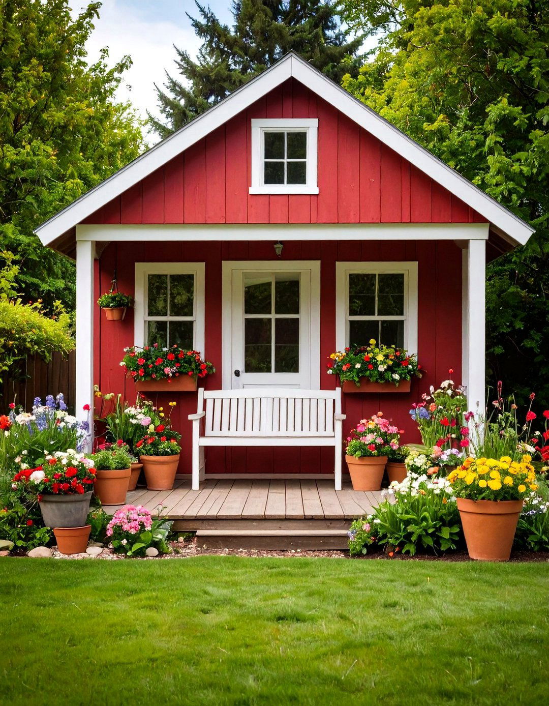A Rustic Potting Shed Centerpiece - 30 farmhouse landscaping ideas