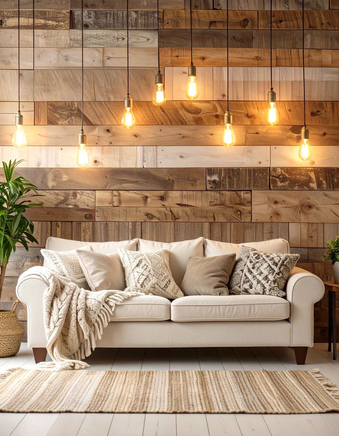 A Rustic Reclaimed Wood Accent - 30 creative living room wall decor ideas