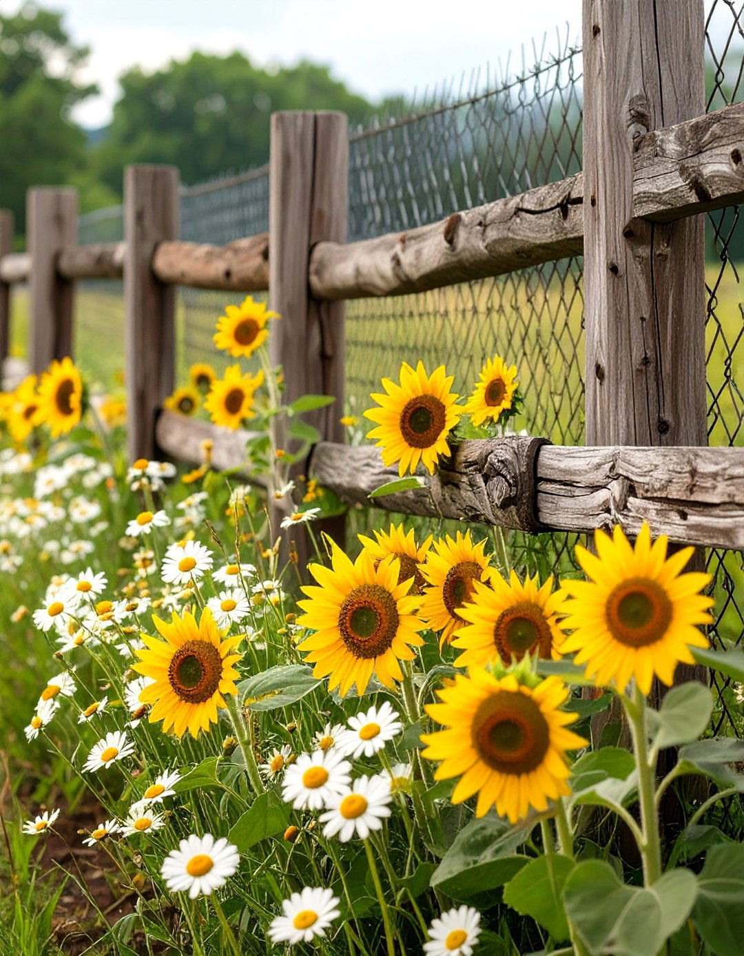 A Rustic Split Rail Fence Accent - 30 along fence simple backyard landscaping ideas