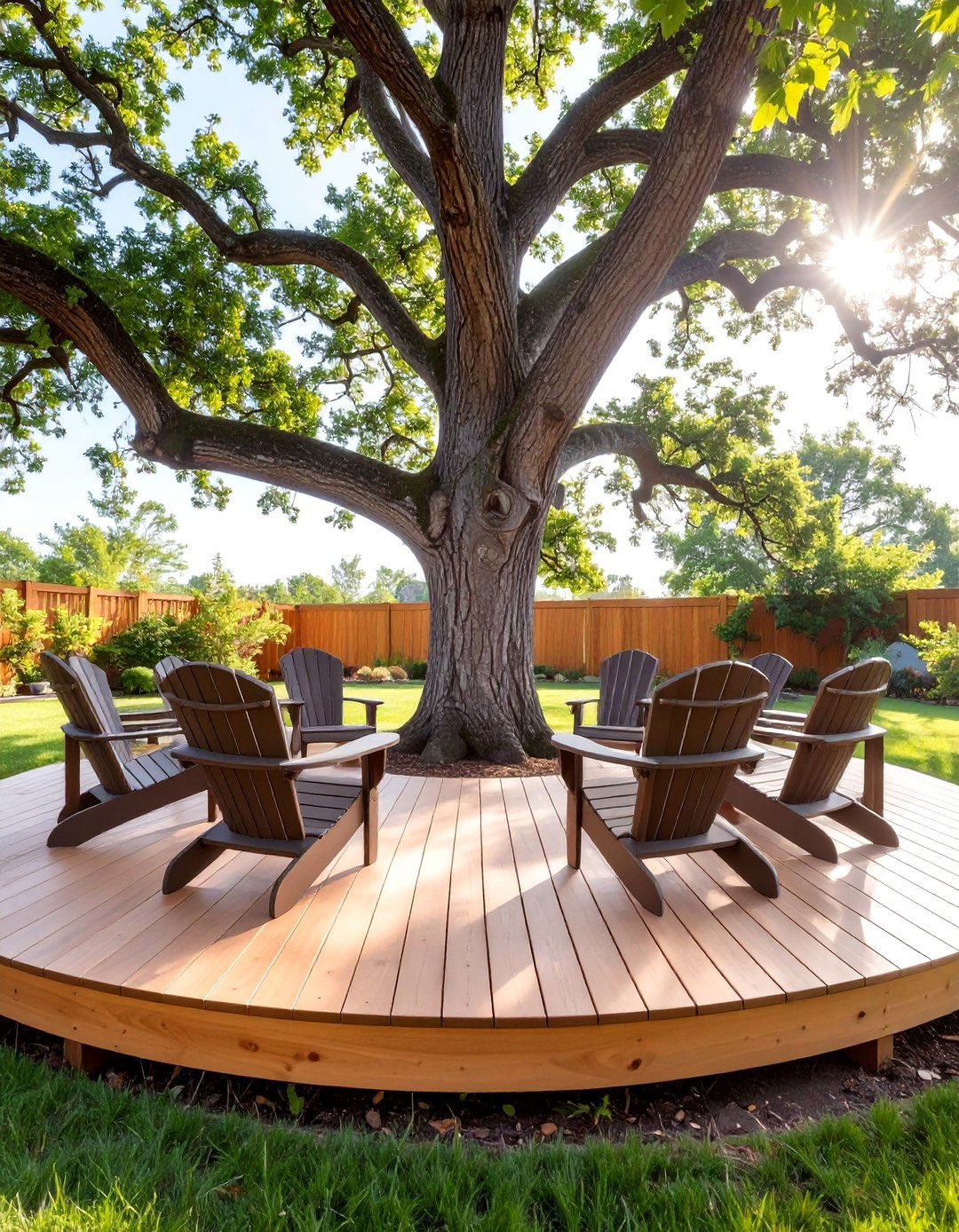 A Rustic Tree Integrated Deck - 30 backyard shade ideas