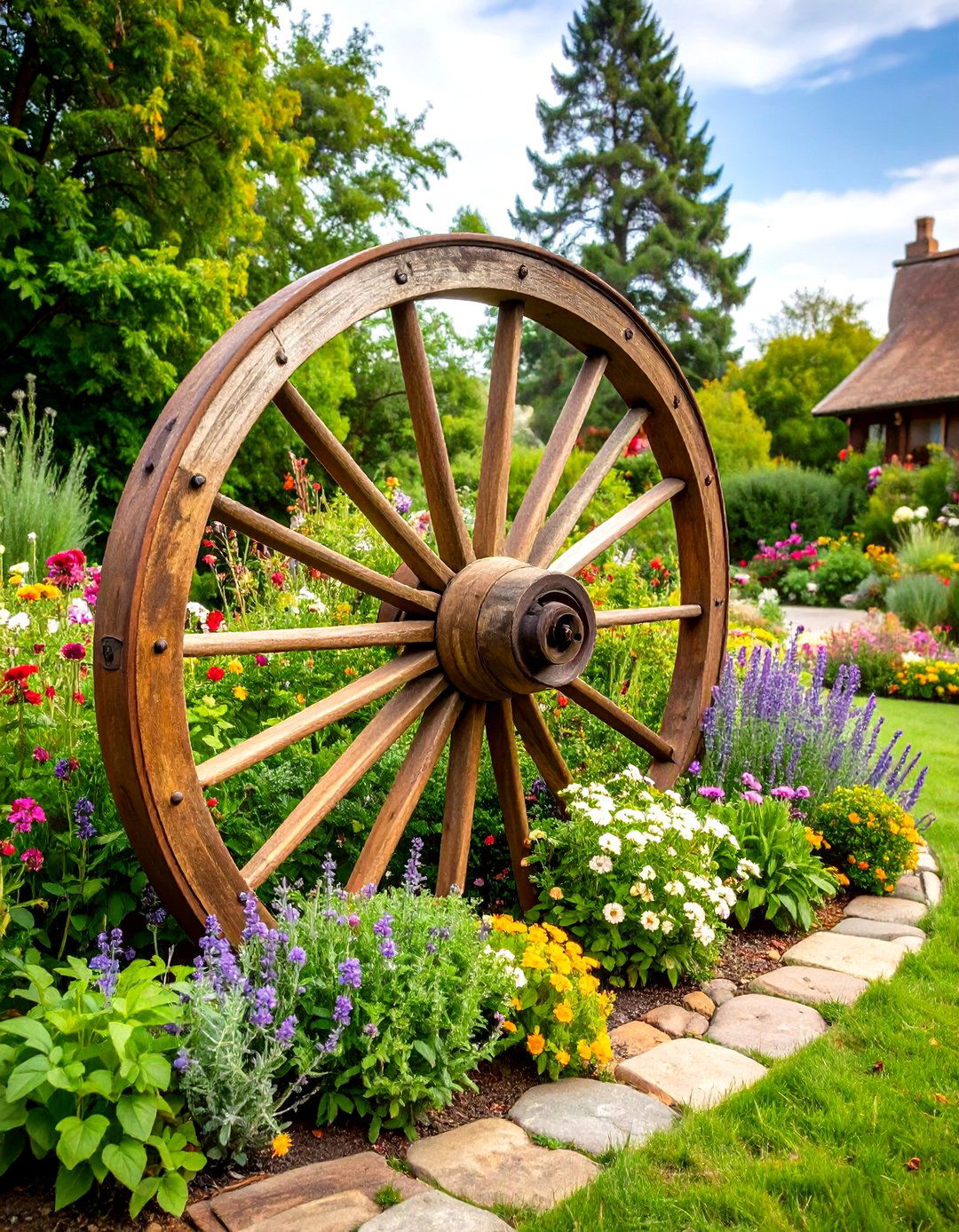 A Rustic Wheel Herb Garden - 30 layout herb garden design ideas