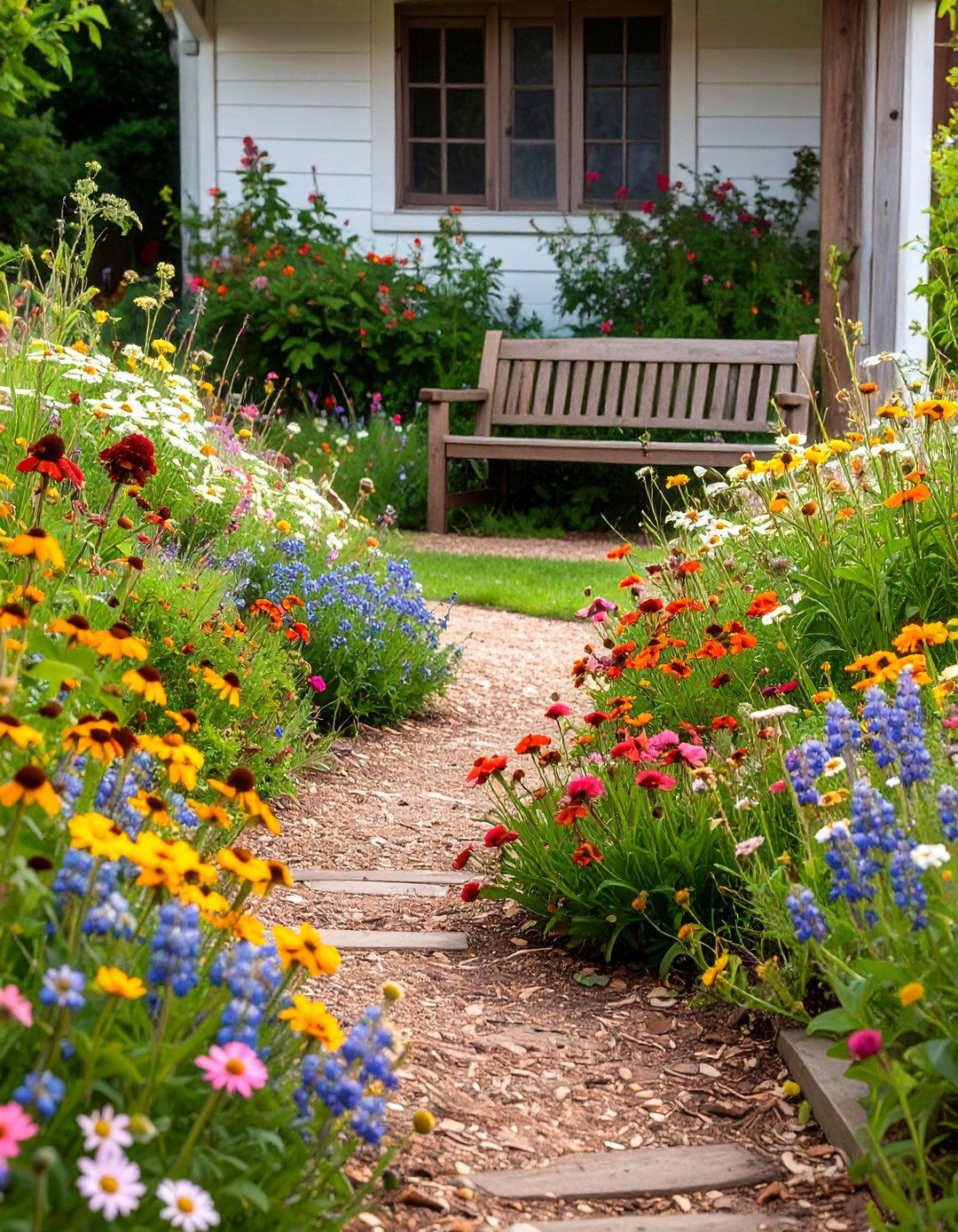A Rustic Wildflower Meadow - 30 curb appeal front yard landscaping ideas on a budget