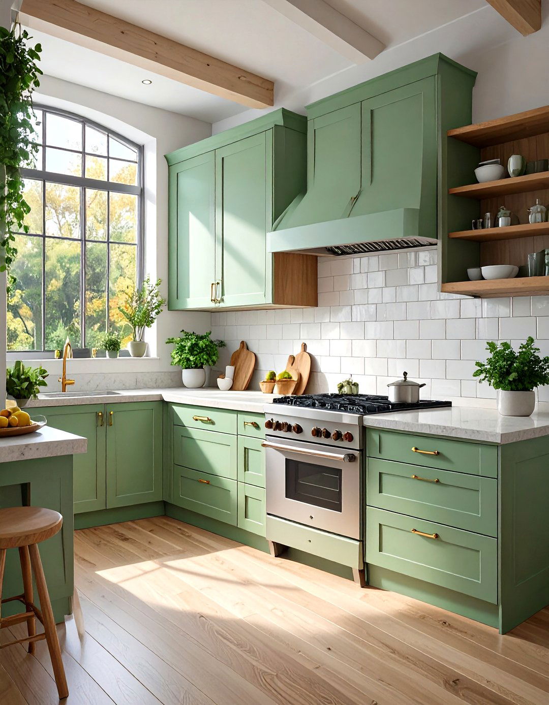 A Sage Green Minimalist Kitchen - 30 green interior design ideas