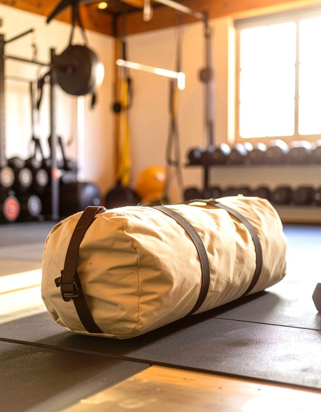 A Sandbag Training Area in a Small Garage Gym - 30 small garage gym ideas