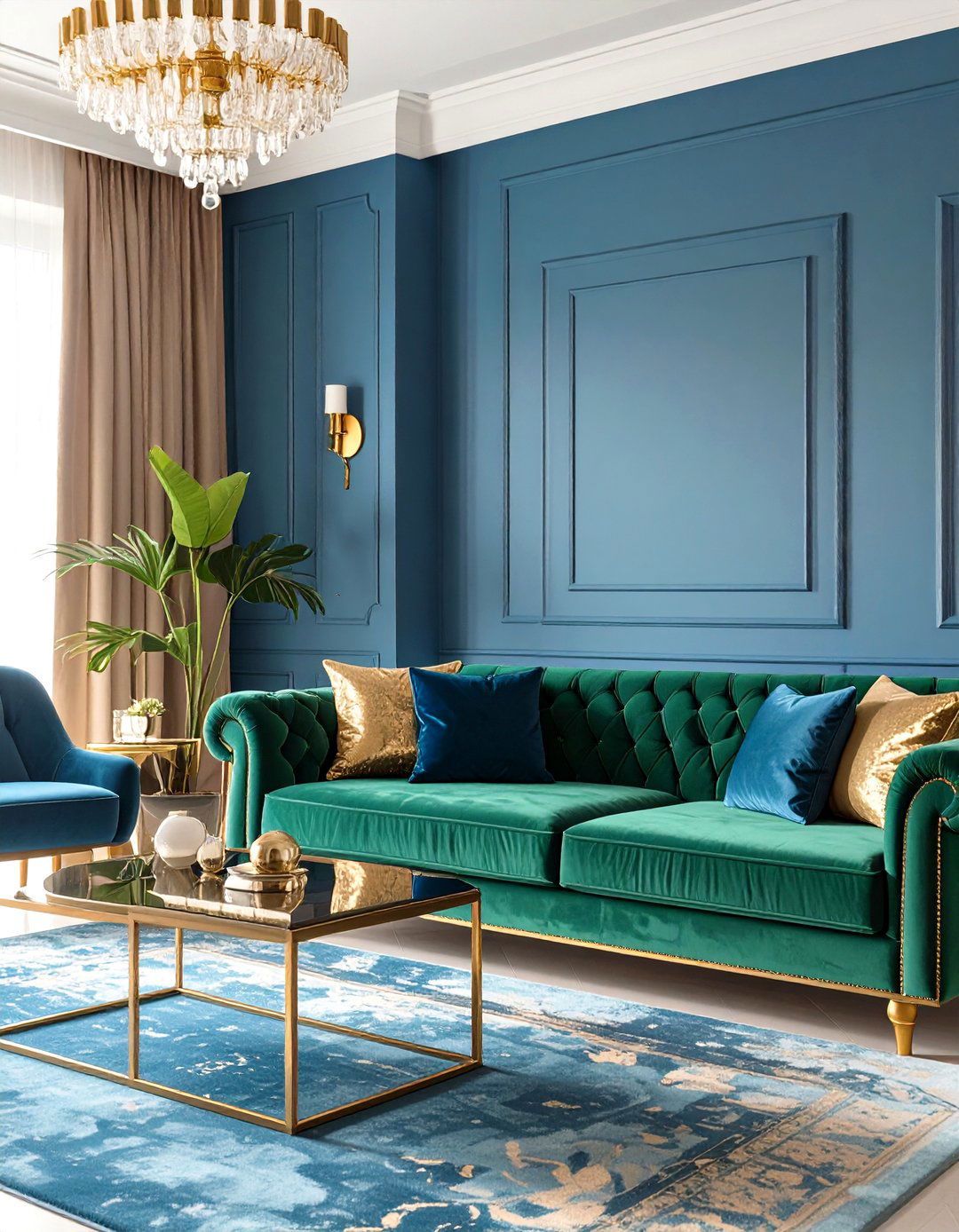 A Saturated Jewel Tone Living Area - 30 maximalism interior design ideas