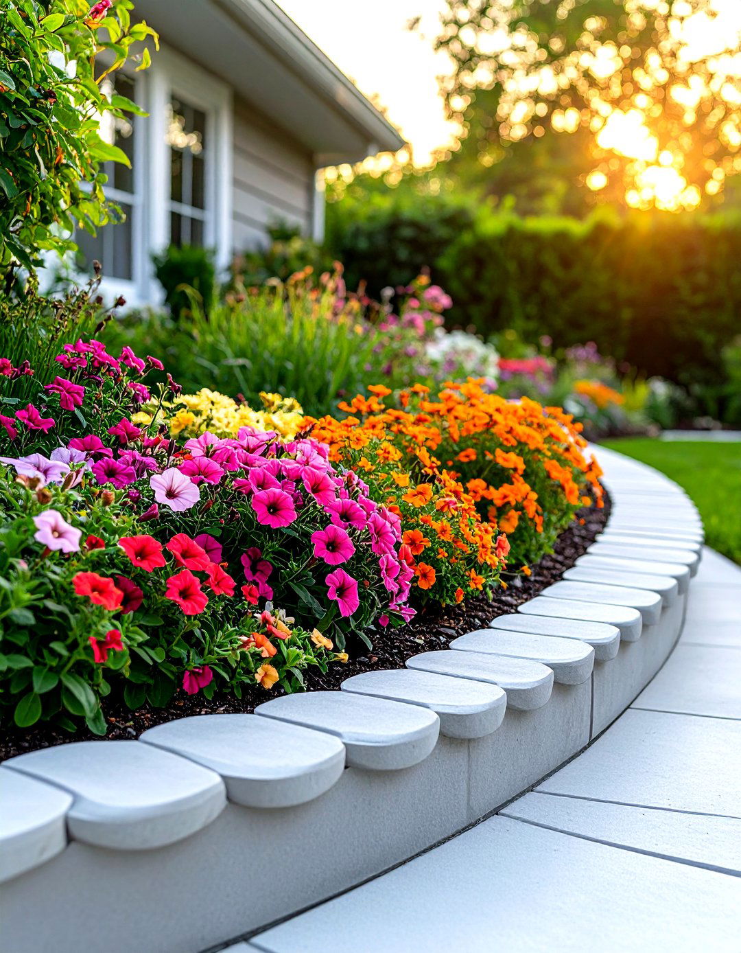 A Scalloped Concrete Edging Border - 30 garden border ideas