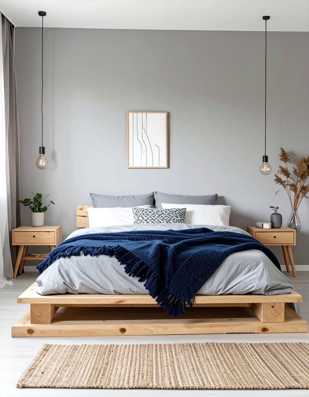 A Scandinavian Inspired Bedroom - 30 navy blue and grey bedroom ideas