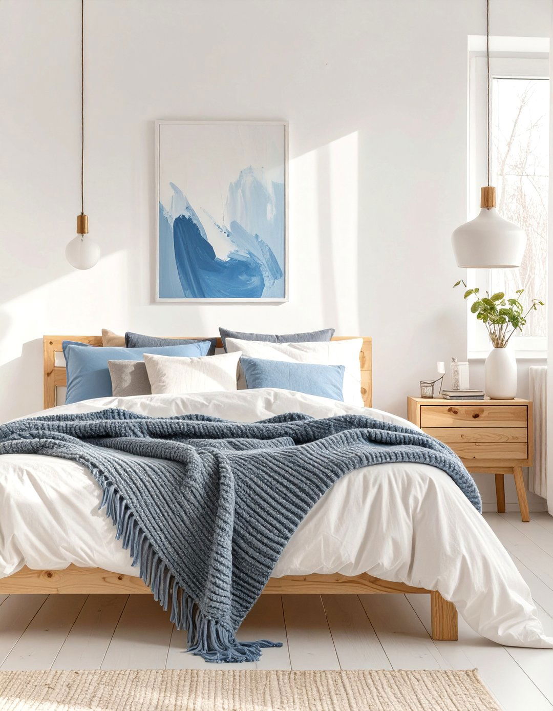A Scandinavian Style Bedroom - 30 blue and white bedroom ideas
