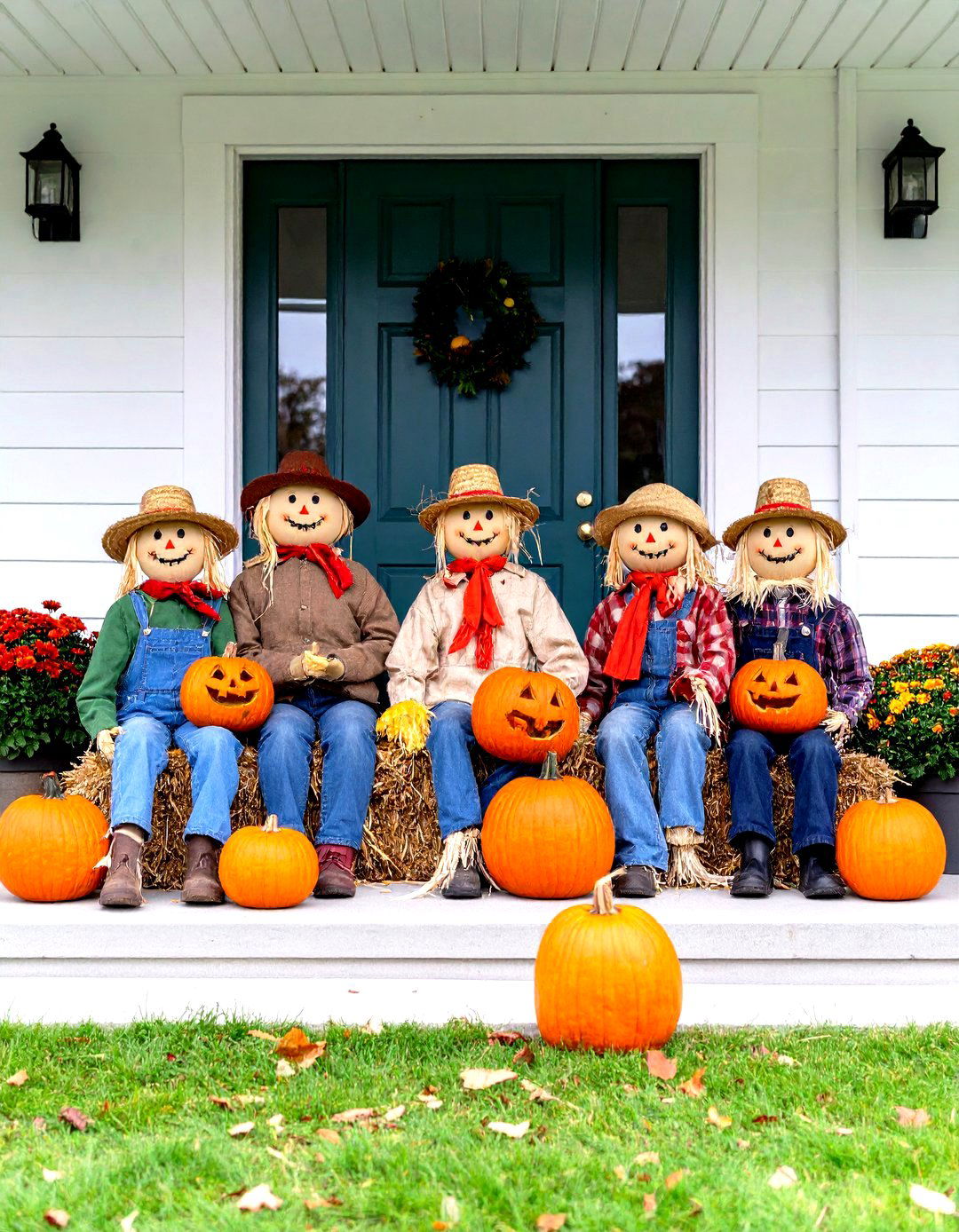 A Scarecrow Family Front Porch - 30 fall front porch ideas