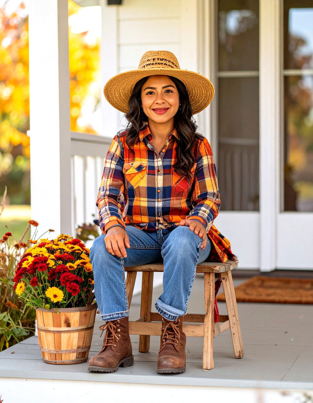A Scarecrow Greeter - 30 small front porch fall decorating ideas