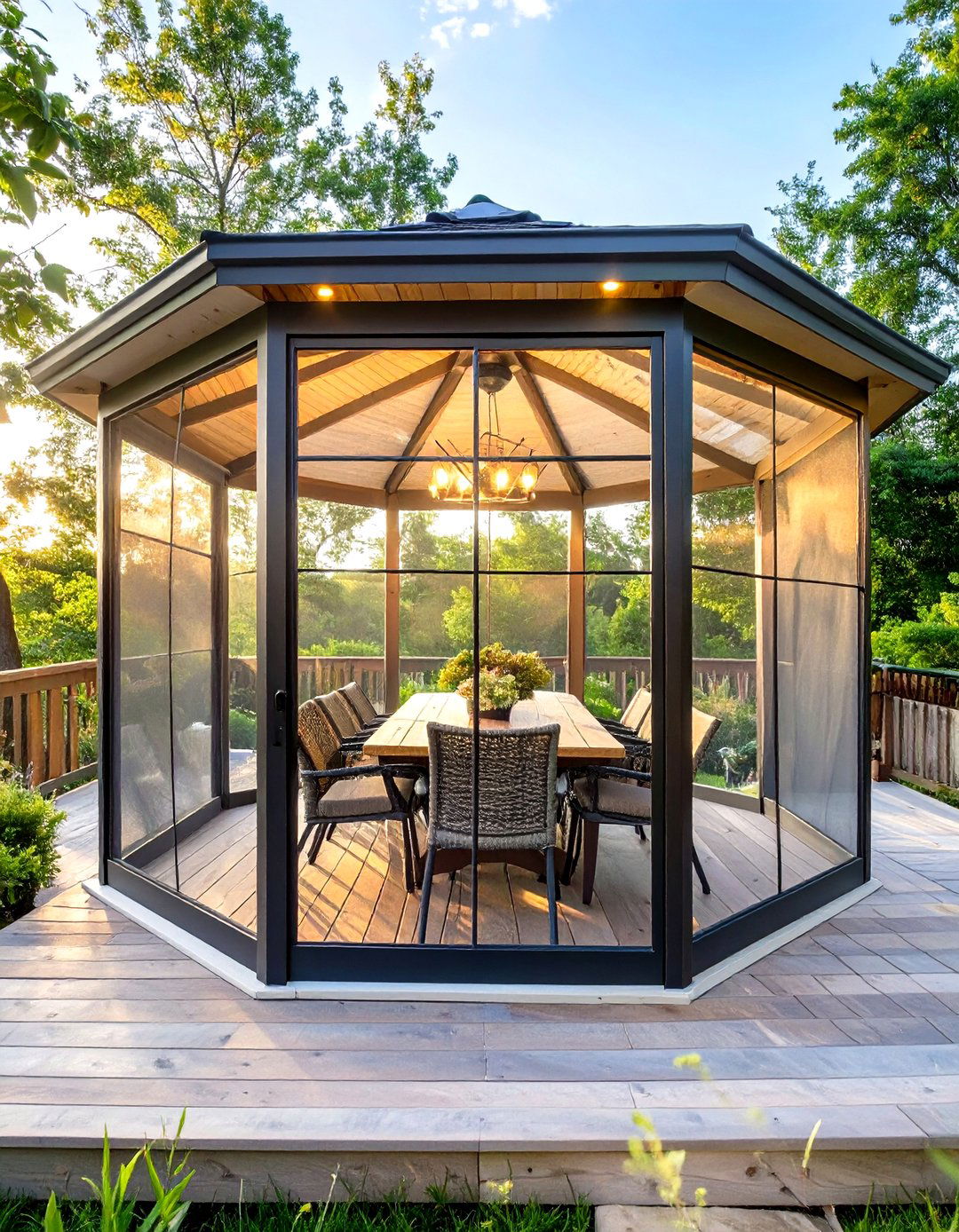 A Screened In Gazebo for Bug Free Evenings - 30 gazebo on deck ideas