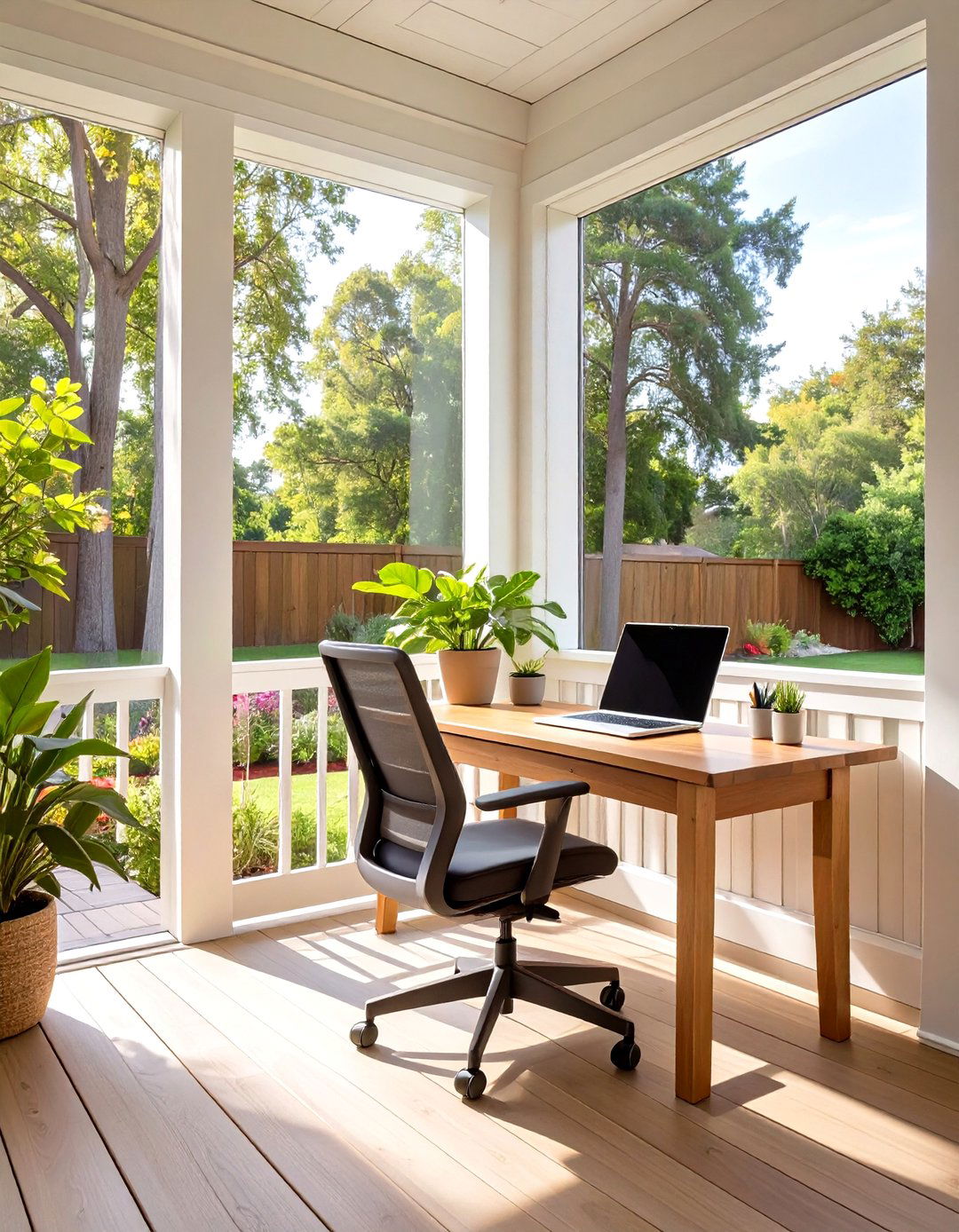 A Screened Porch Home Office Setup - 30 simple screened in porch ideas