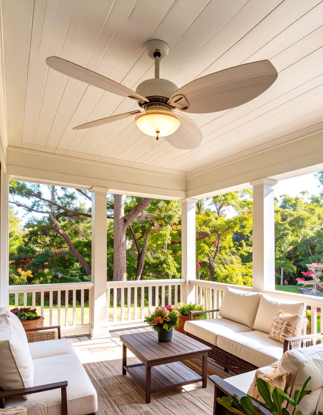 A Screened Porch with a Ceiling Fan - 30 simple screened in porch ideas