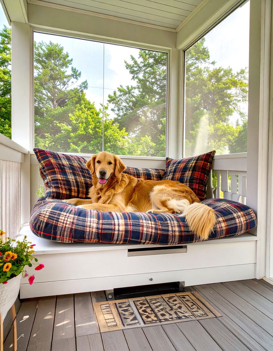 A Screened Porch with a Pet Friendly Design - 30 simple screened in porch ideas